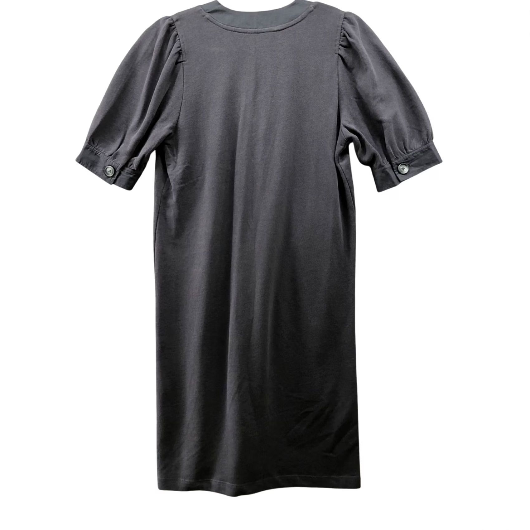 Loft LOFT Dress Sweatshirt Puff Sleeve V-Neck Shift Midi Short Sleeve Gray Size S Womens Size S / US 4 / IT 40 - 2 Thumbnail