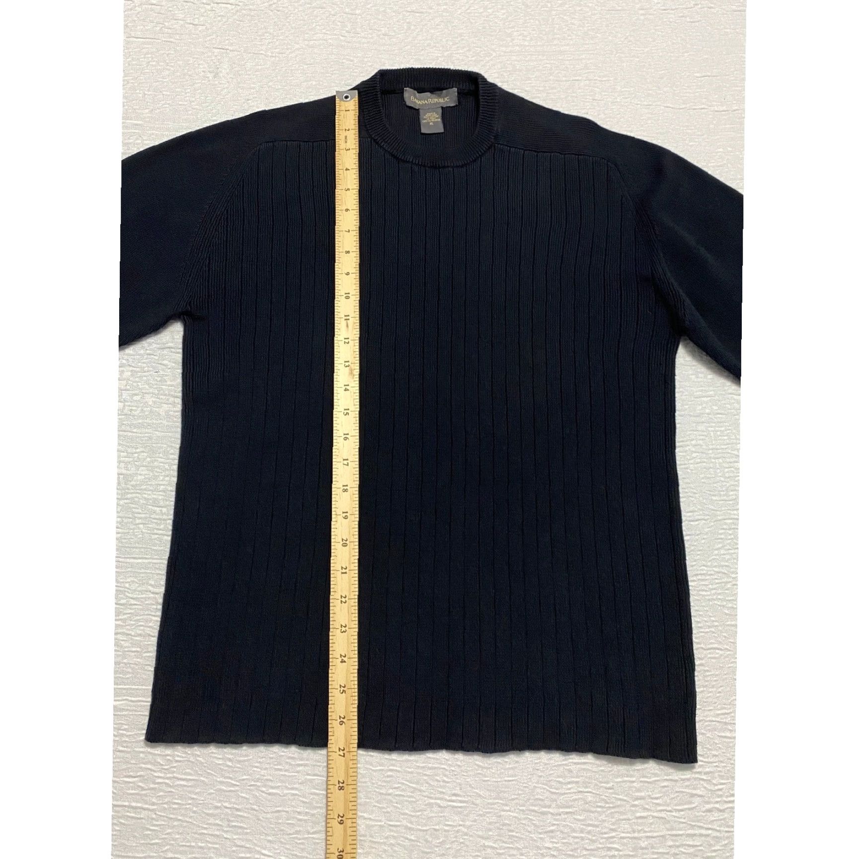 Banana Republic VINTAGE Banana Republic Mens XL Long Sleeve Cotton Ribbed Knit Pullover Sweater Black Size US XL / EU 56 / 4 - 5 Thumbnail
