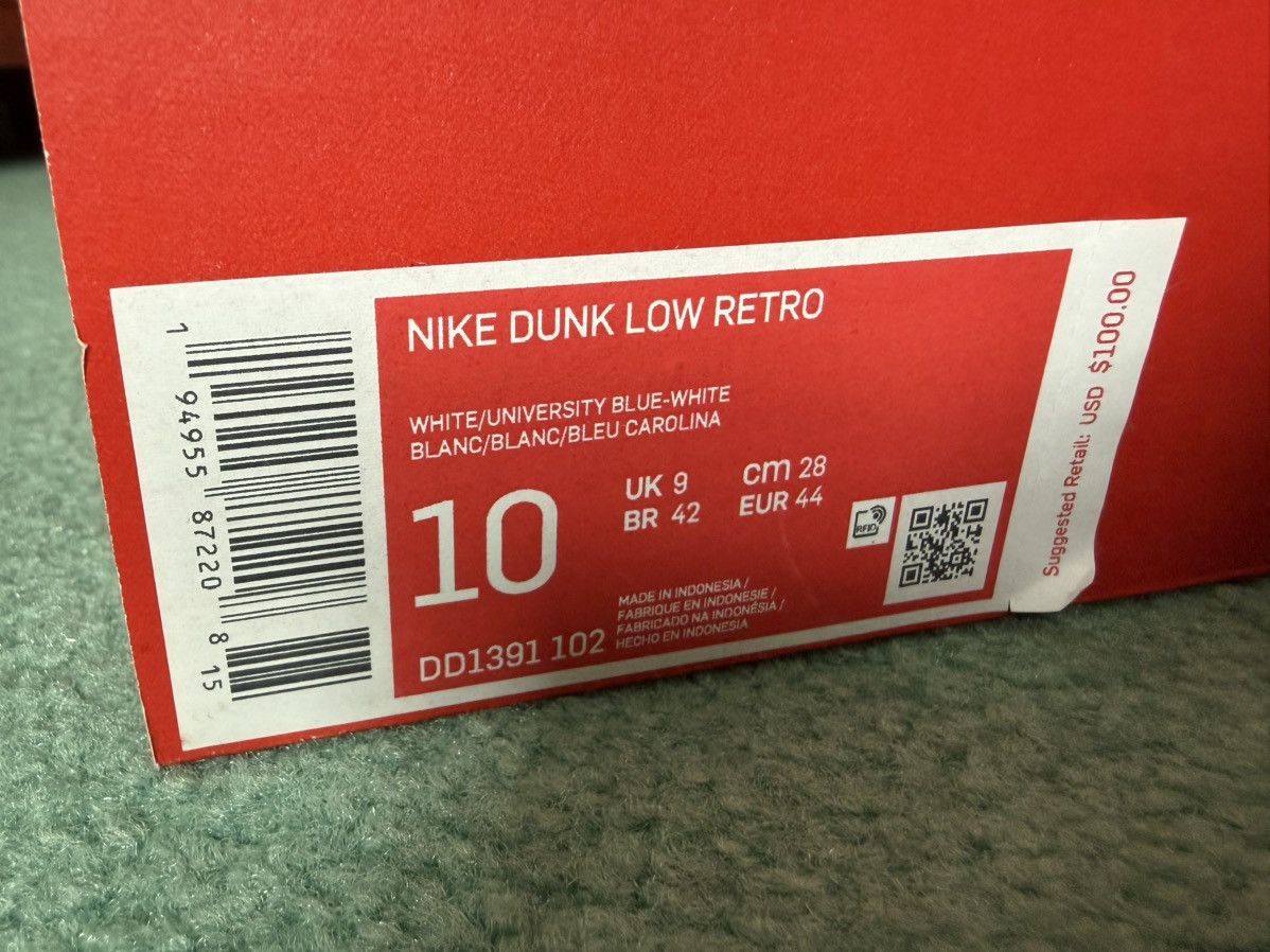Nike Nike Dunk Low UNC Powder Blue Size US 10 / EU 43 - 7 Thumbnail