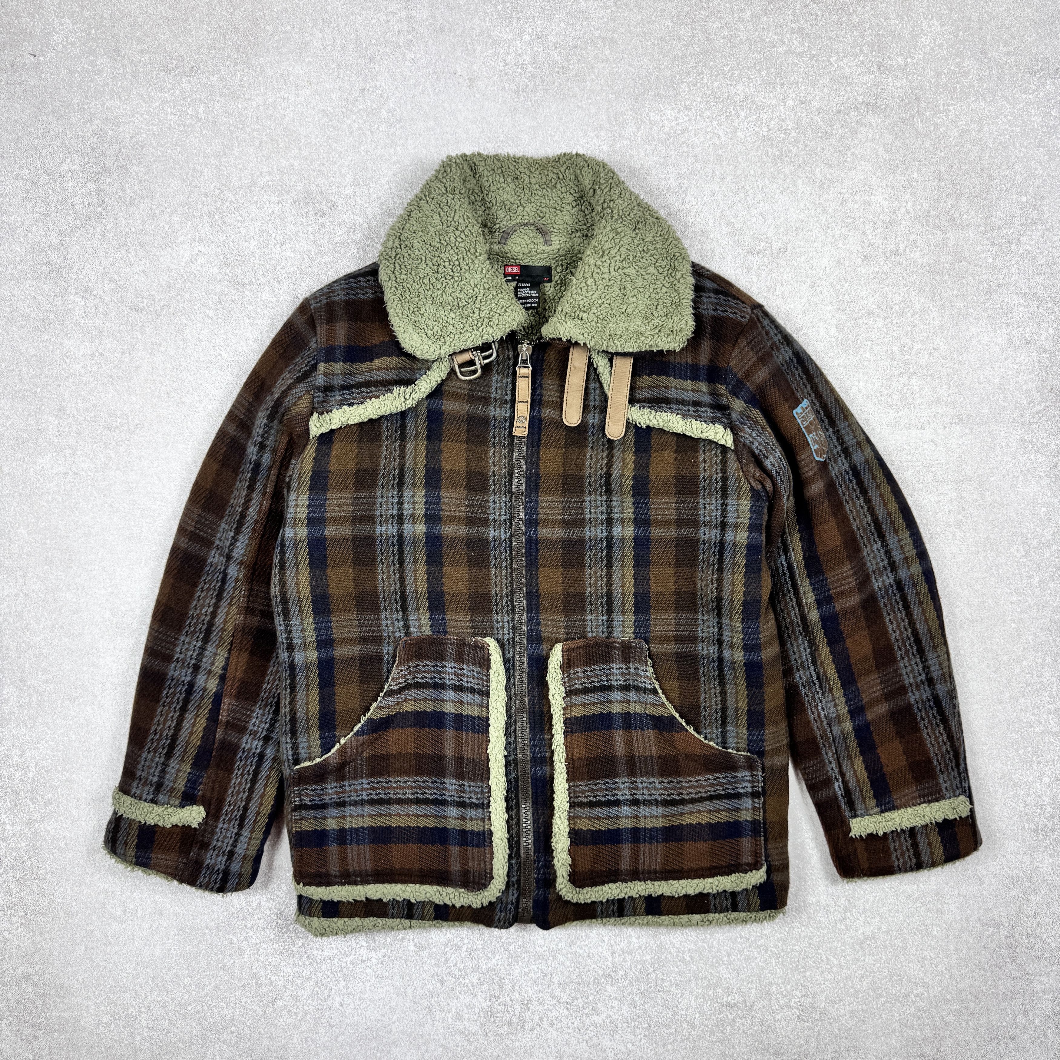 Diesel Men`s Diesel B-3 Wool Tweed Flight Plaid Jacket Size M Size US M / EU 48-50 / 2 - 1 Thumbnail