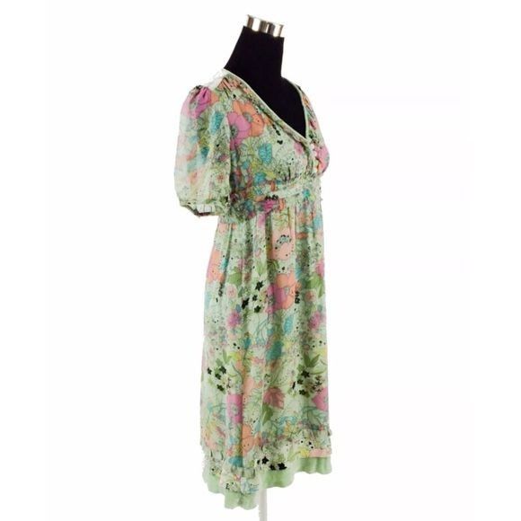 Other VTG Cynthia Steffe Green Floral Lace Velvet Dress| Whimsigot Size M / US 6-8 / IT 42-44 - 4 Thumbnail