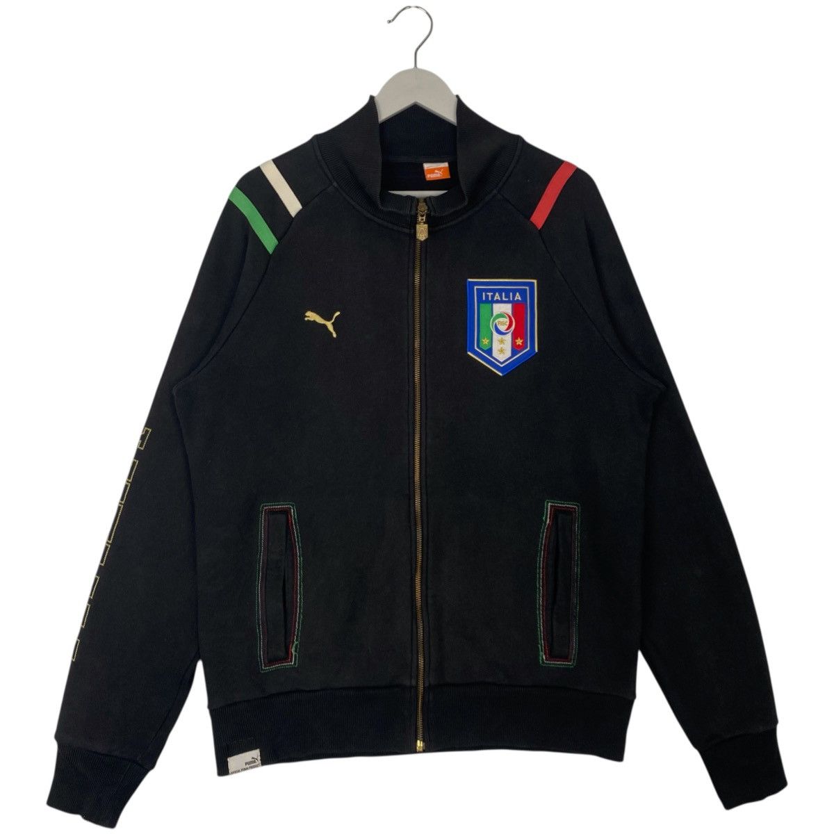 Vintage Vintage Puma Italy Teams Full Zip Sweater Black Size L Size US L / EU 52-54 / 3 - 1 Thumbnail