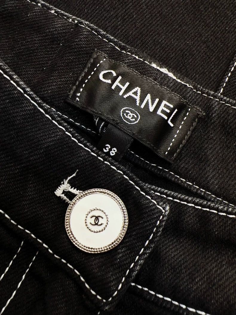 Chanel Chanel 23B Black Flare Denim Jeans Size 37" - 5 Thumbnail