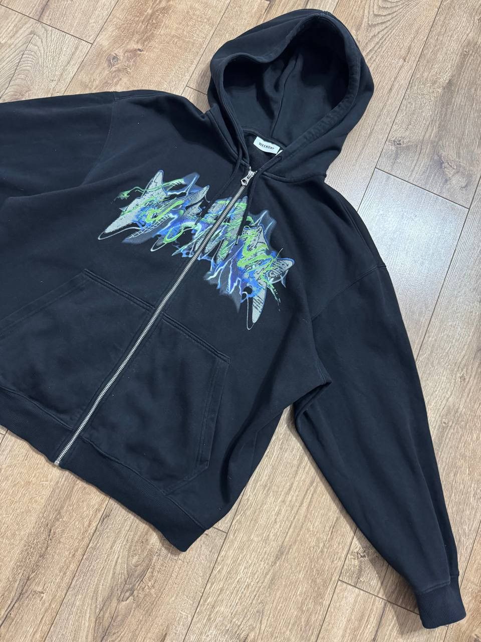 Weekday WEEKDAY Full-Zip Graphic Hoodie (Black) - Size S Size US S / EU 44-46 / 1 - 1 Thumbnail