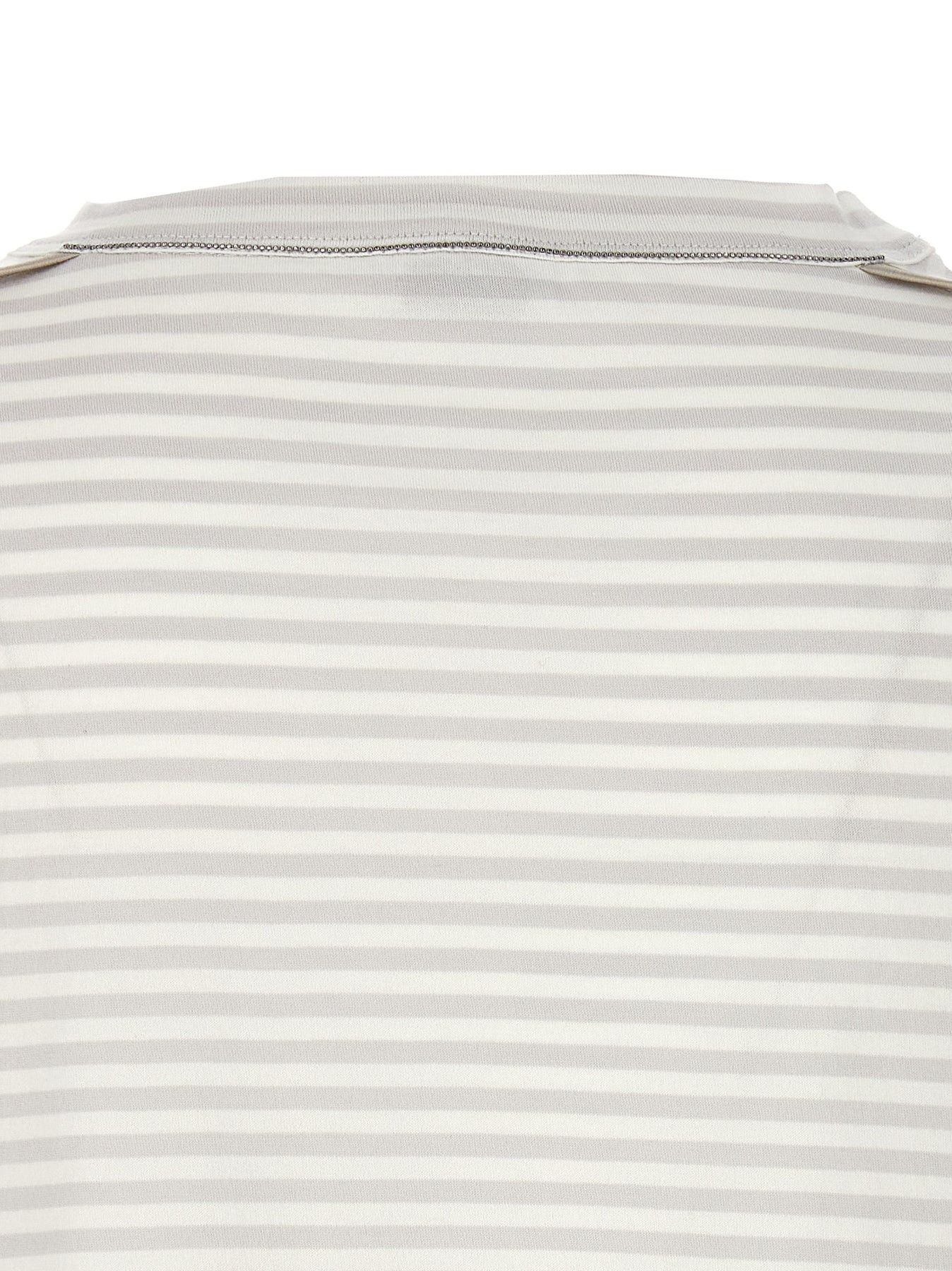 Brunello Cucinelli o1y0825 Crewneck T-Shirt in Light Gray/White Size XXS / US 00 / IT 34 - 4 Thumbnail