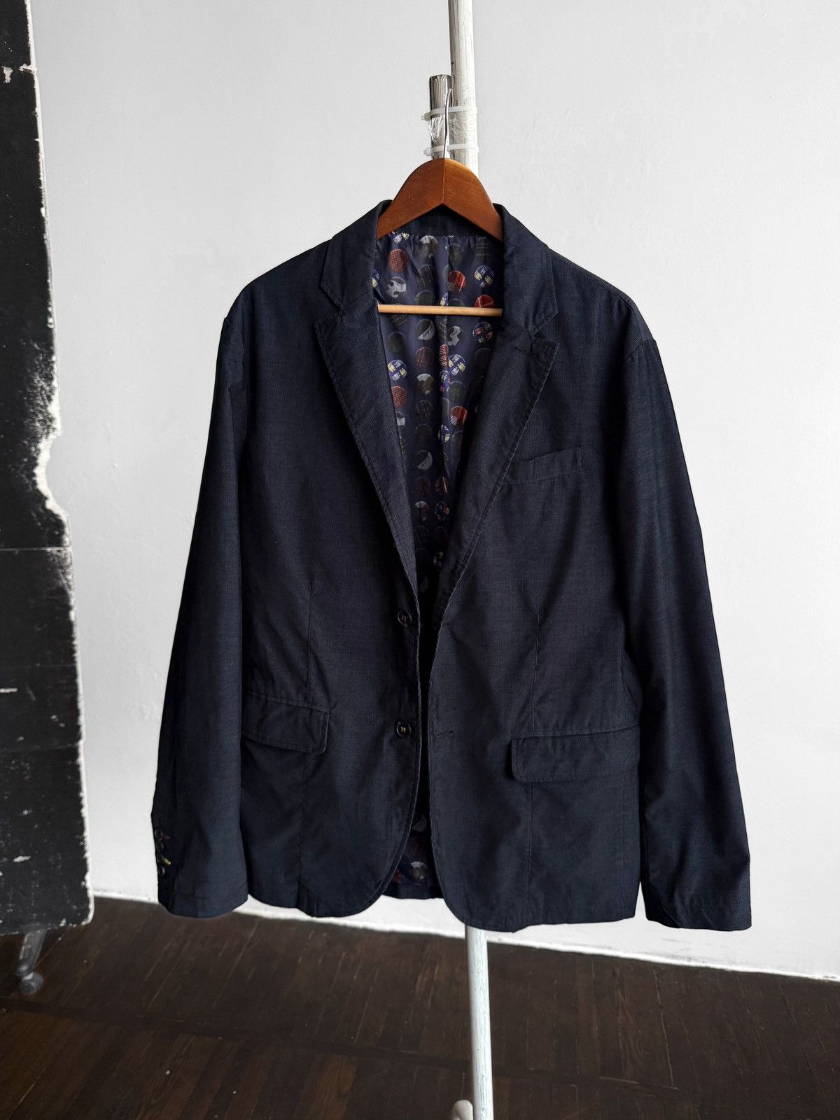 Desigual Desigual Mens Navy Blue Solid Pattern Blazer Jacket Size 46L - 3 Thumbnail