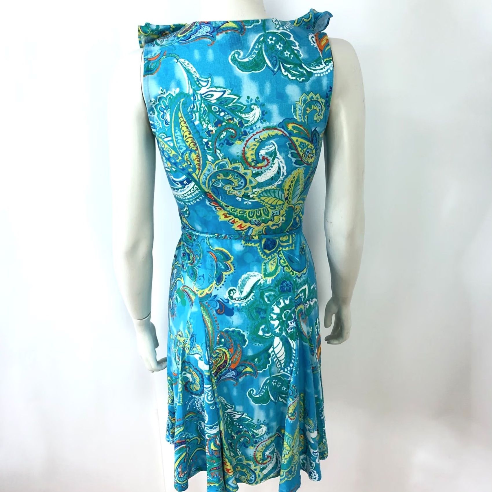 Ralph Lauren Lauren Ralph Lauren Petite PXS Fit And Flare Mini Dress Paisley Blue Dress Size XS / US 0-2 / IT 36-38 - 3 Thumbnail