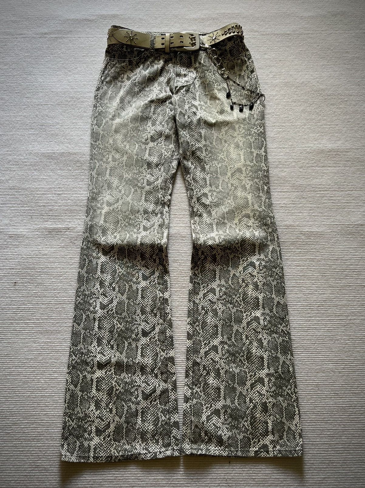Schlussel Schlussel Snake Print Bootcut Pants 2000s Size US 29 - 1 Thumbnail
