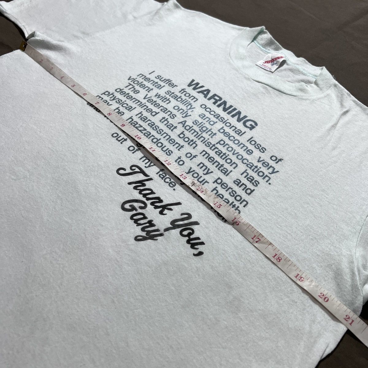 Vintage Vintage 90s WARNING violent quote Tee Size US L / EU 52-54 / 3 - 6 Thumbnail