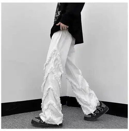 Japanese Brand × Jean Men Solid Ragged Edge Straight Jeans Size US 32 / EU 48 - 4 Thumbnail
