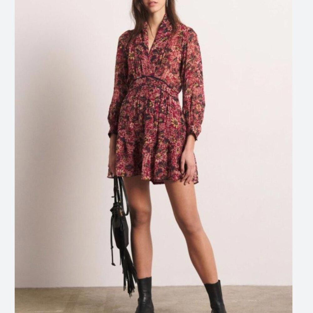 ba&sh BA&SH Giani Floral Printed Mini Dress in Red Size XS Size XS / US 0-2 / IT 36-38 - 4 Thumbnail