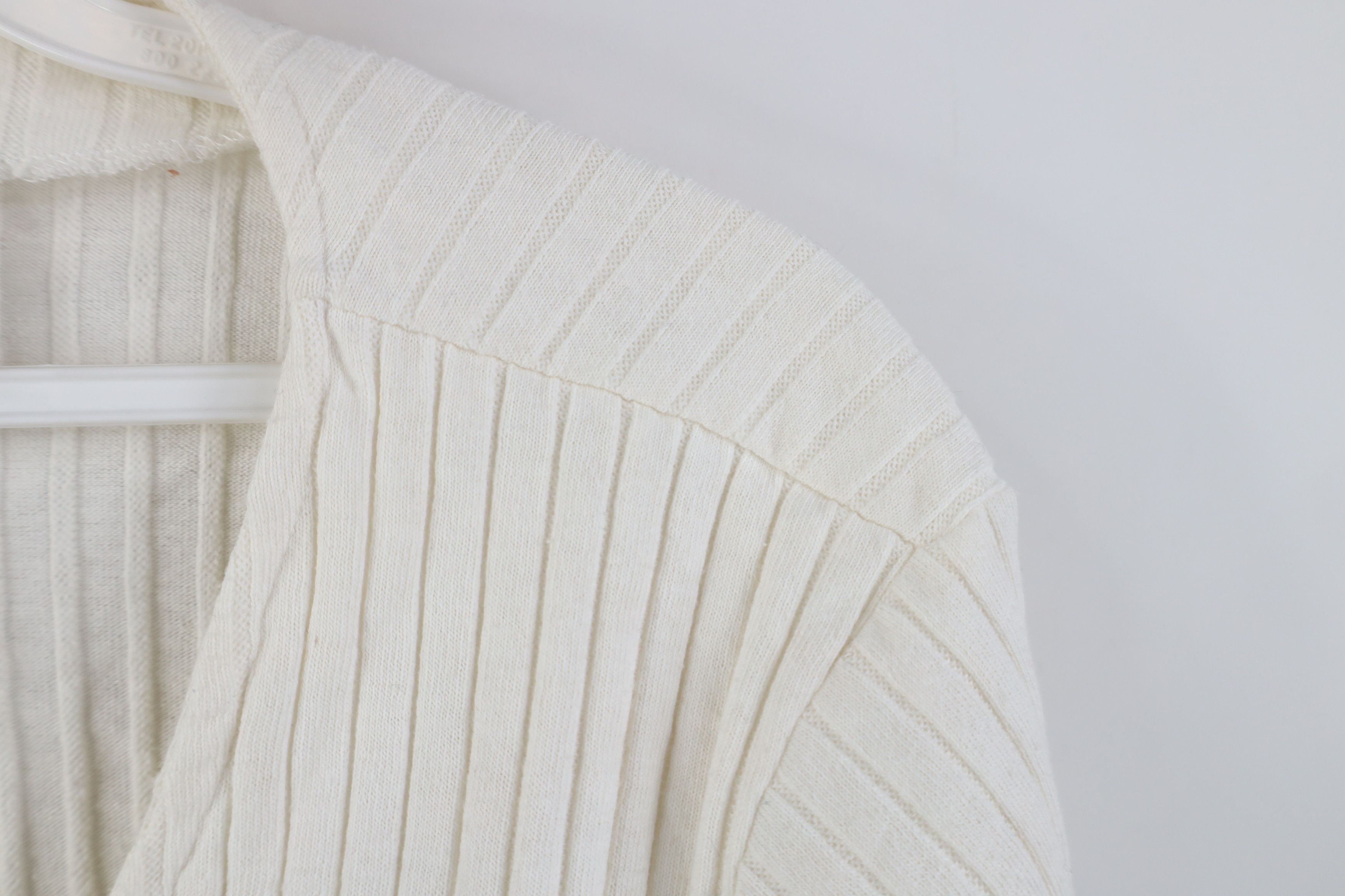 Vintage Vintage 90s Y2K Babydoll Ribbed Knit Cropped Shirt White Size XL / US 12-14 / IT 48-50 - 6 Thumbnail