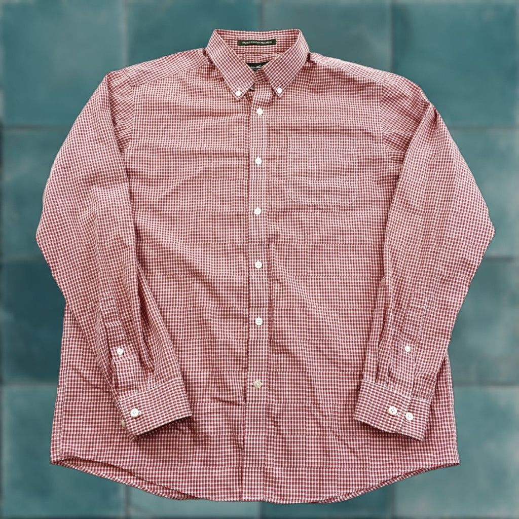 Eddie Bauer Eddie Bauer Button-Up Shirt Mens Large Red Wrinkle Resistant Relaxed Fit Check Long Sleeve Size US L / EU 52-54 / 3 - 1 Thumbnail
