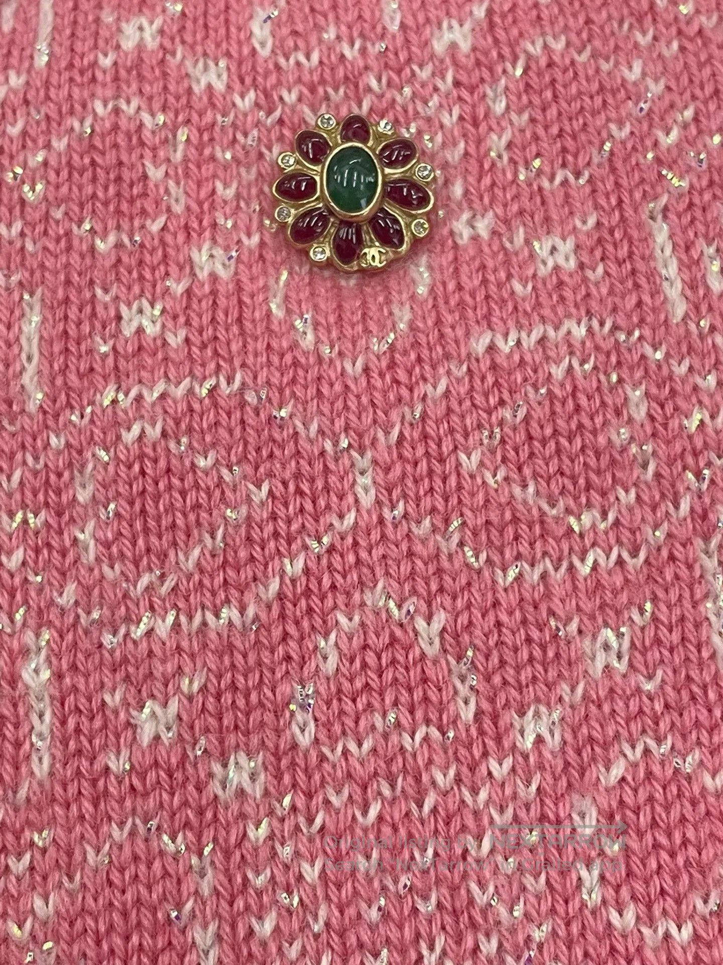 Chanel Chanel Pink Cashmere Sweater Gemstone Buttons. Size XXS / US 00 / IT 34 - 2 Thumbnail