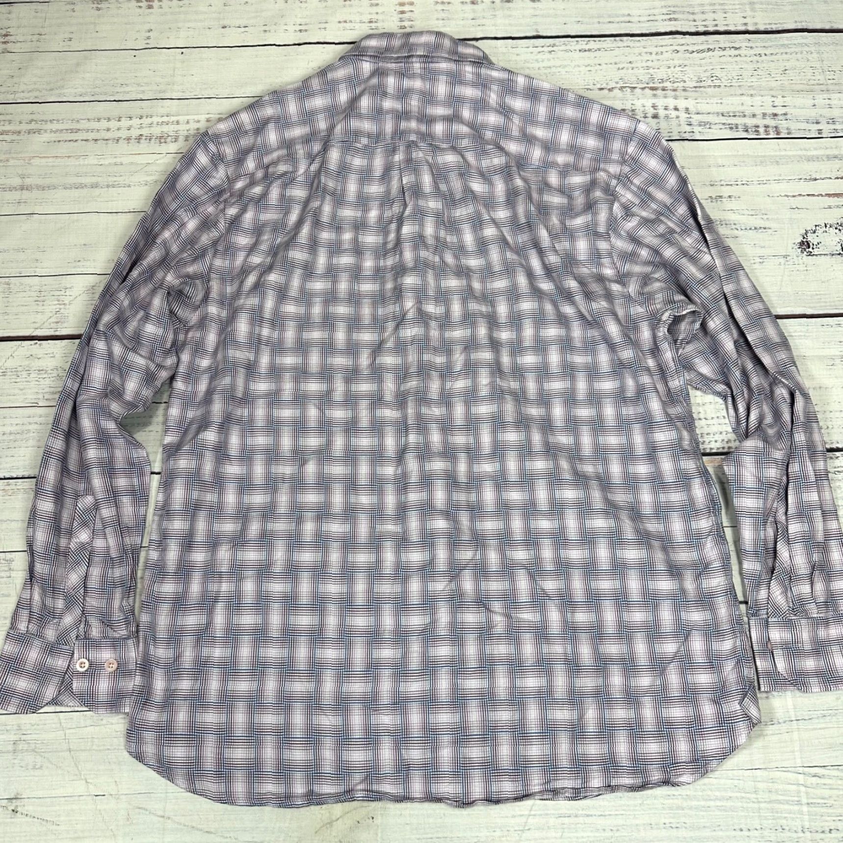 Tommy Bahama Tommy Bahama Mens Button-Up Shirt L Purple Long Sleeve Cotton Silk Plaid Size US L / EU 52-54 / 3 - 4 Thumbnail
