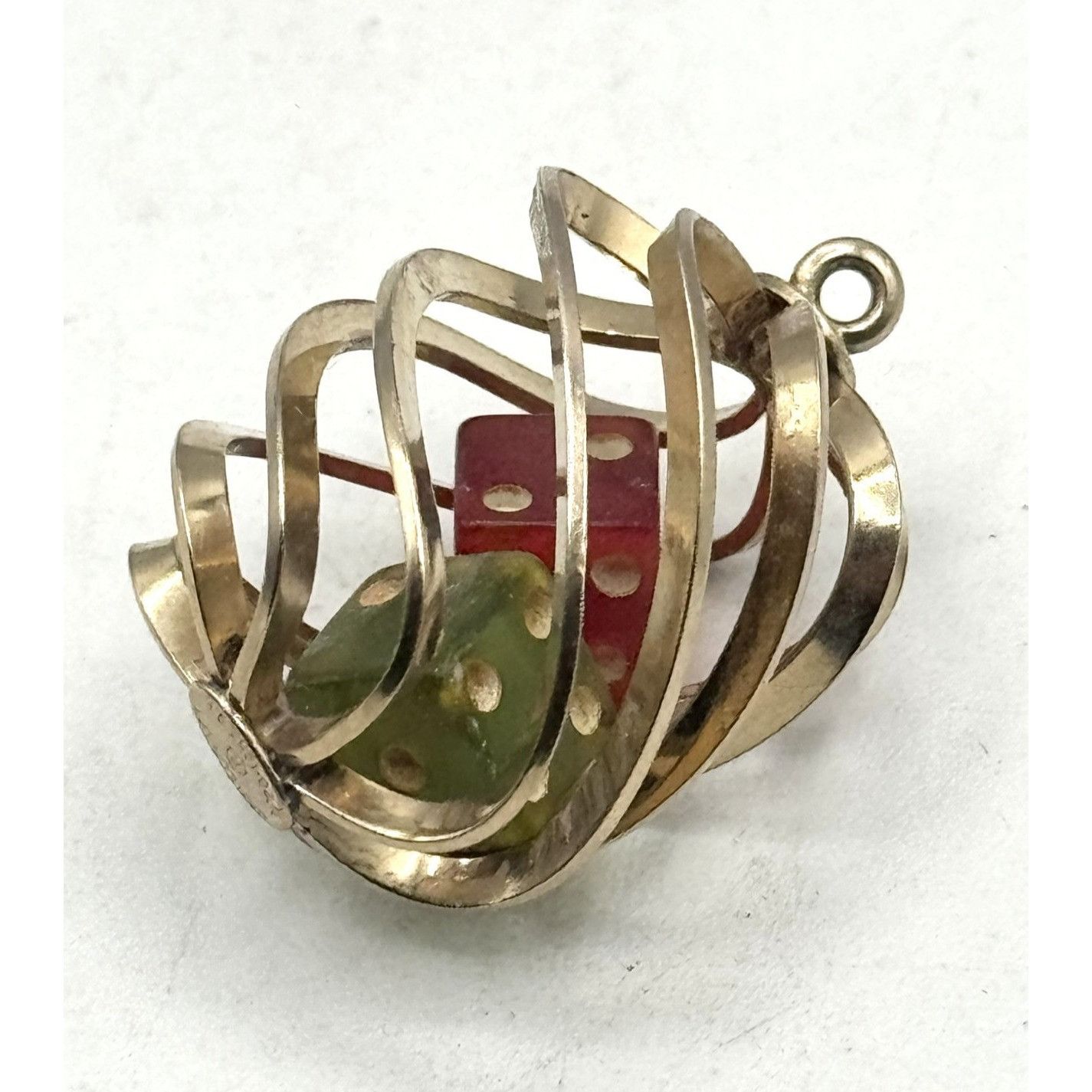 Danecraft Caged Dice Casino Gold Filled Estate Vintage Charm
