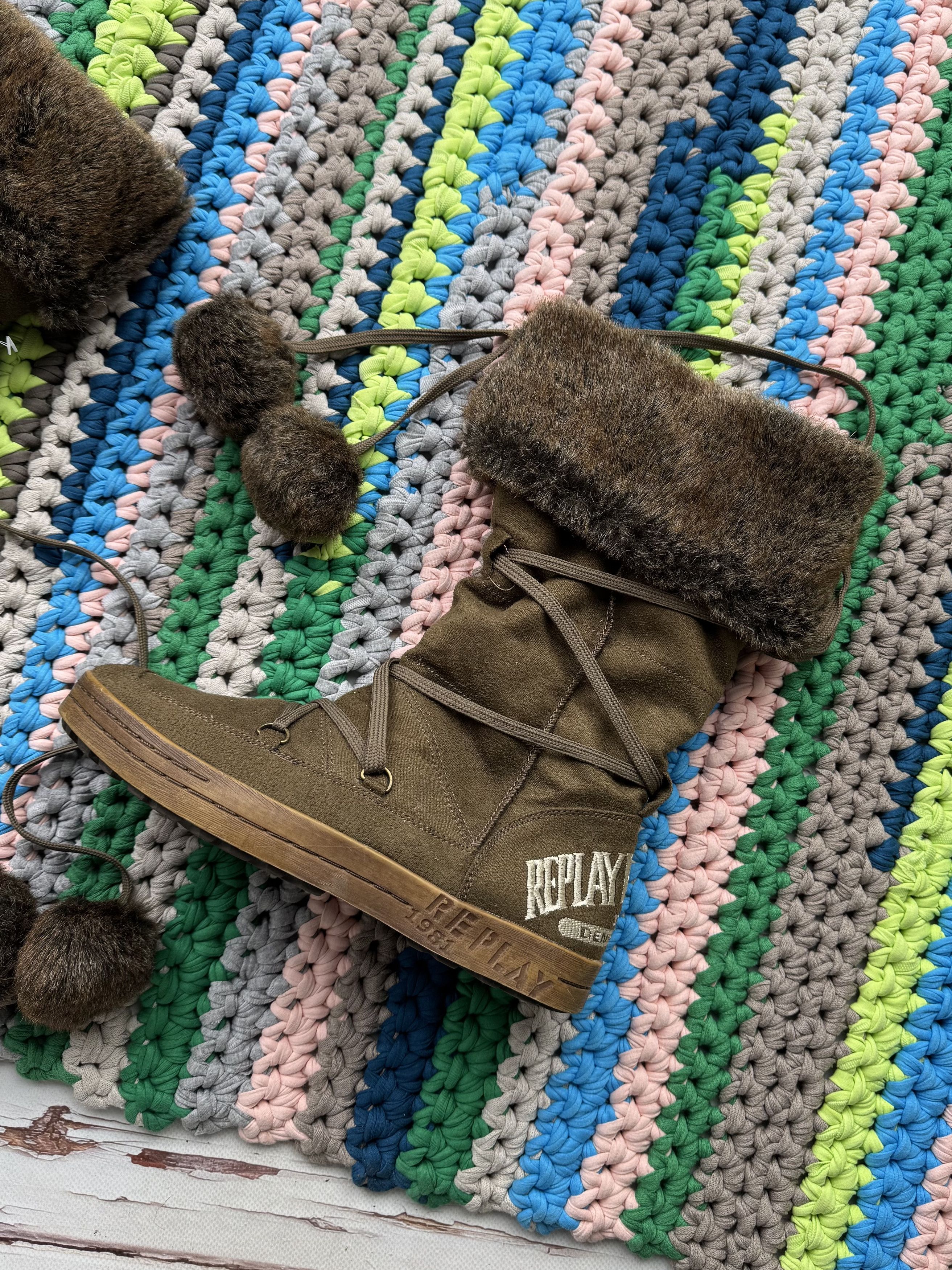 Replay Replay Faux Sheepskin Vintage Boots (D10)(D15)(V313) Size US 9 / IT 39 - 3 Thumbnail