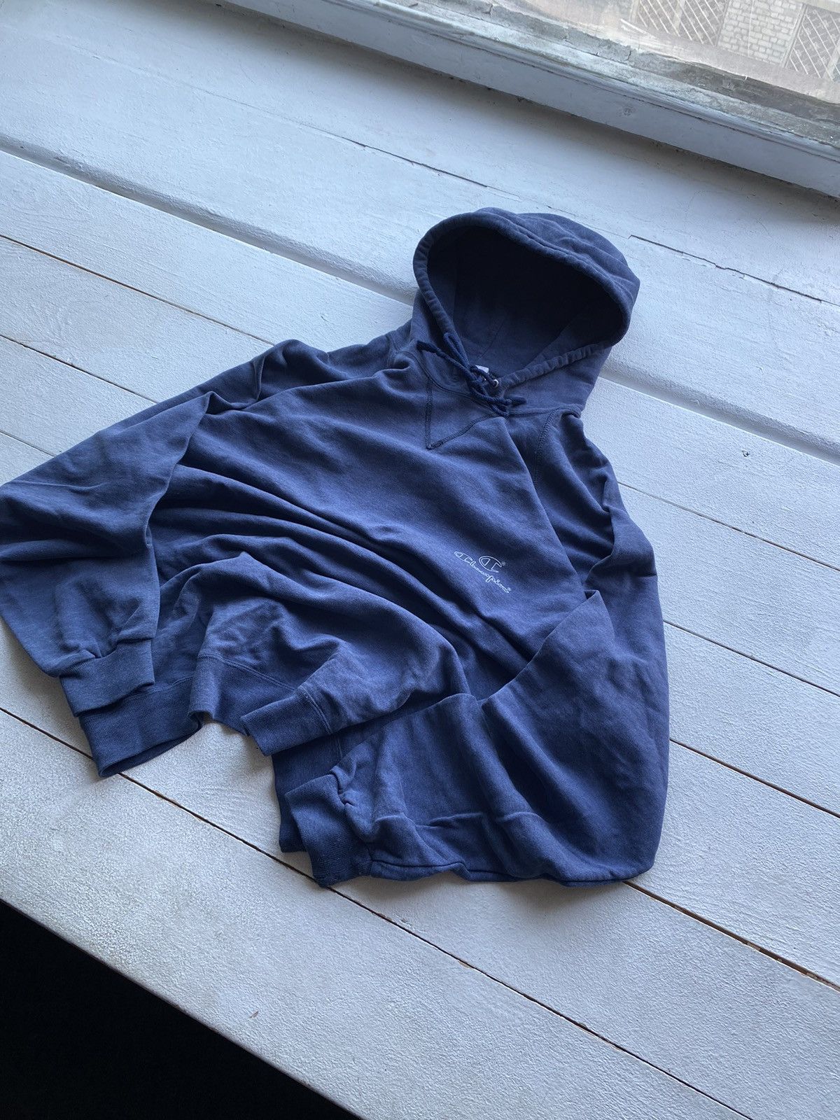 Champion 🔥90s Champion Sun Faded Oversized Blue mens Hoodie rare Size US XL / EU 56 / 4 - 2 Thumbnail