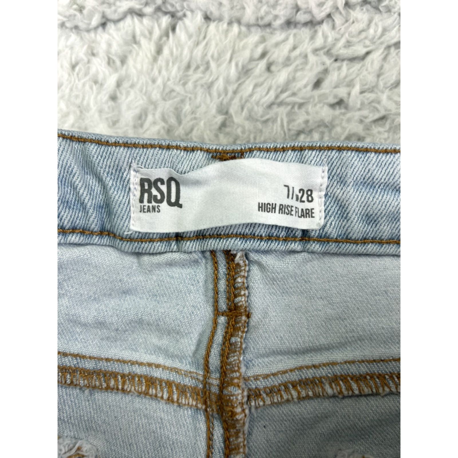 Rsq RSQ Womens Jeans Flared High Rise Distressed Denim 7 Blue Cotton Blend Retro 90s Womens Size 28" / US 6 / IT 42 - 3 Thumbnail
