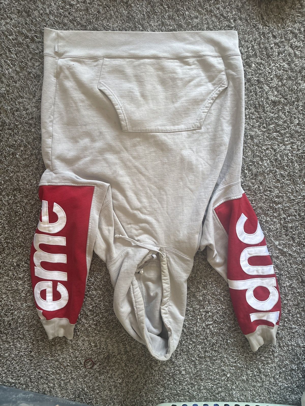 Supreme Supreme Cropped Panels Hooded Sweatshirt (grey and red) Size US M / EU 48-50 / 2 - 1 Thumbnail