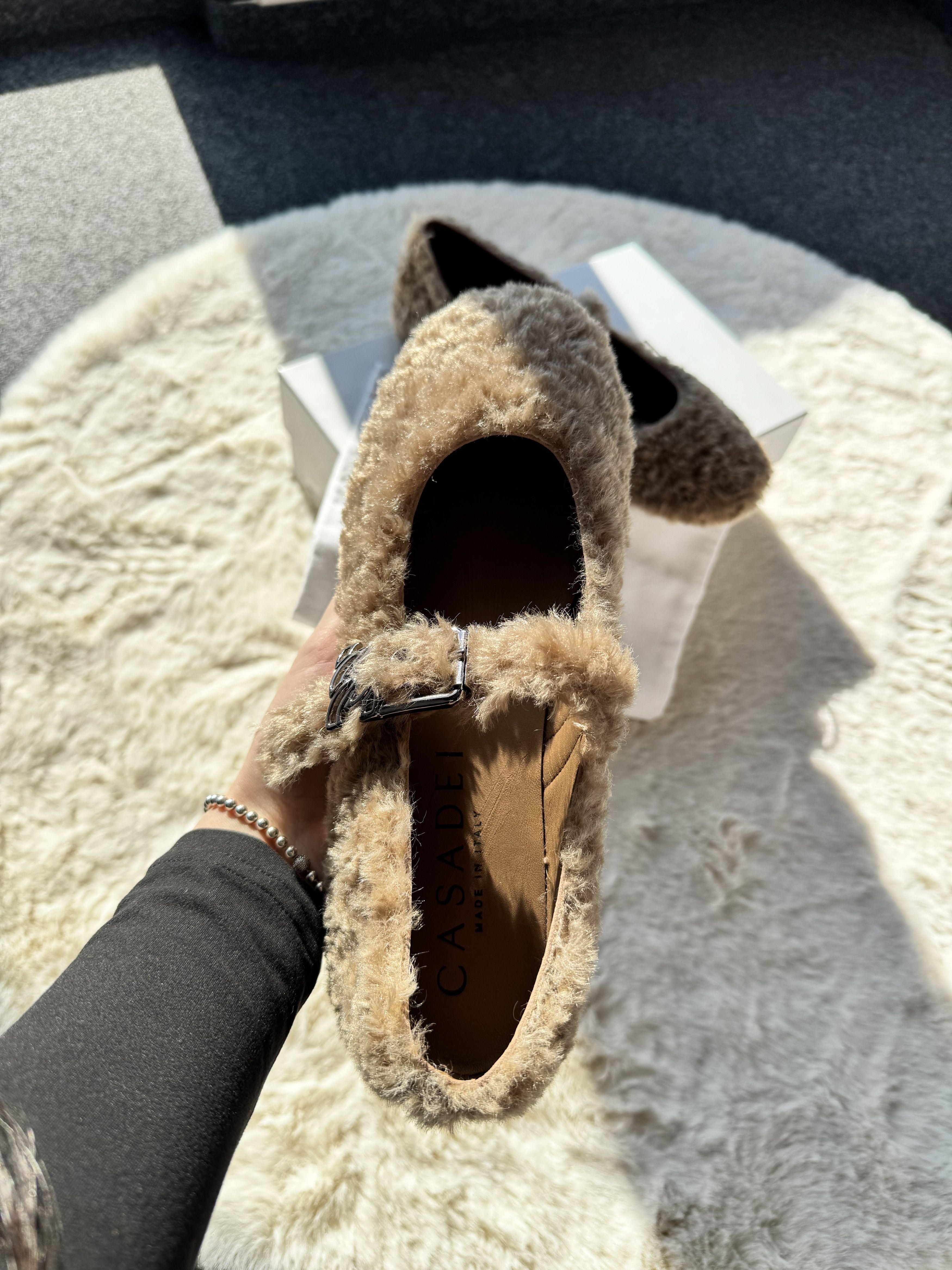 Casedei Moschino Valsenales - Fur ballets flats caramello 40 Size US 9.5 / IT 39.5 - 6 Thumbnail