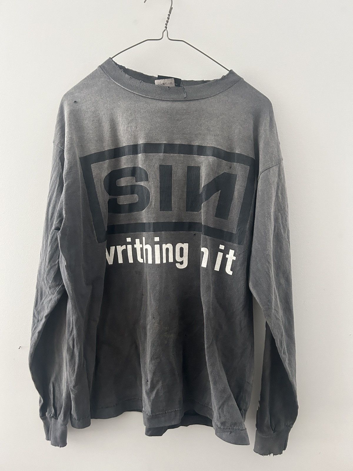 image of Saint Michael Sin Longsleeve Tshirt in Black, Men's (Size Small)