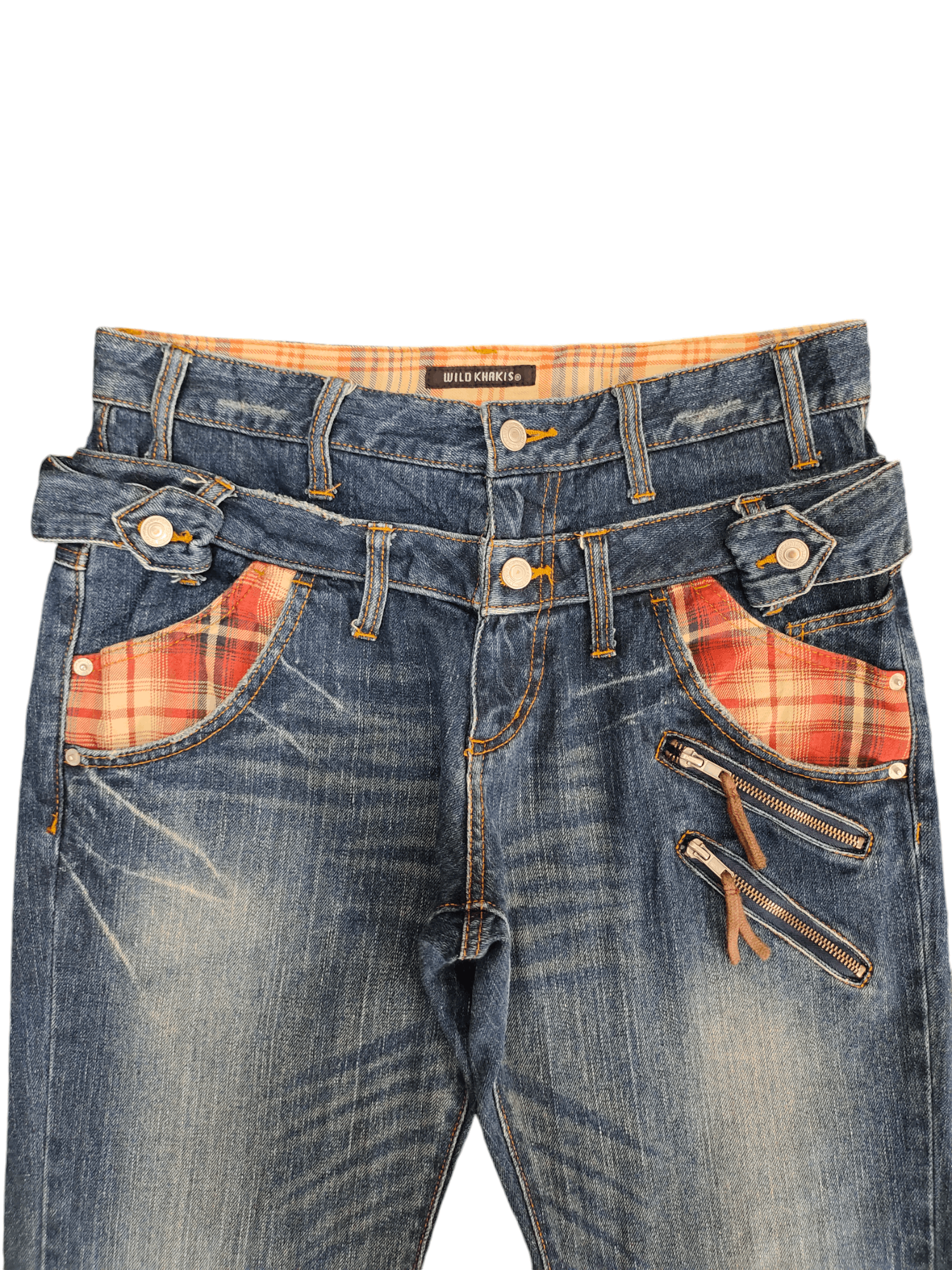 If Six Was Nine Vintage Y2k Wild Khakis Double Waist Clawmark Faded Jeans Size US 32 / EU 48 - 2 Thumbnail