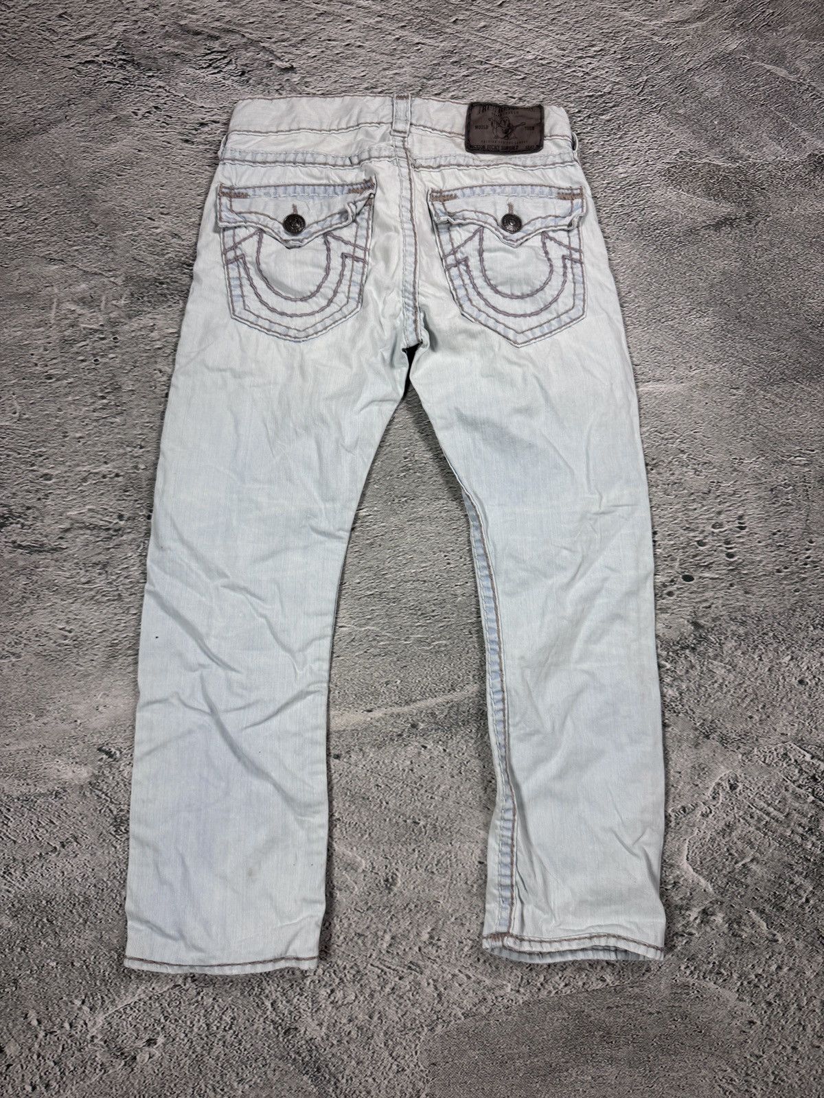True Religion True Religion light blue jeans beige stitching Ricky Super T Size US 31 - 1 Thumbnail