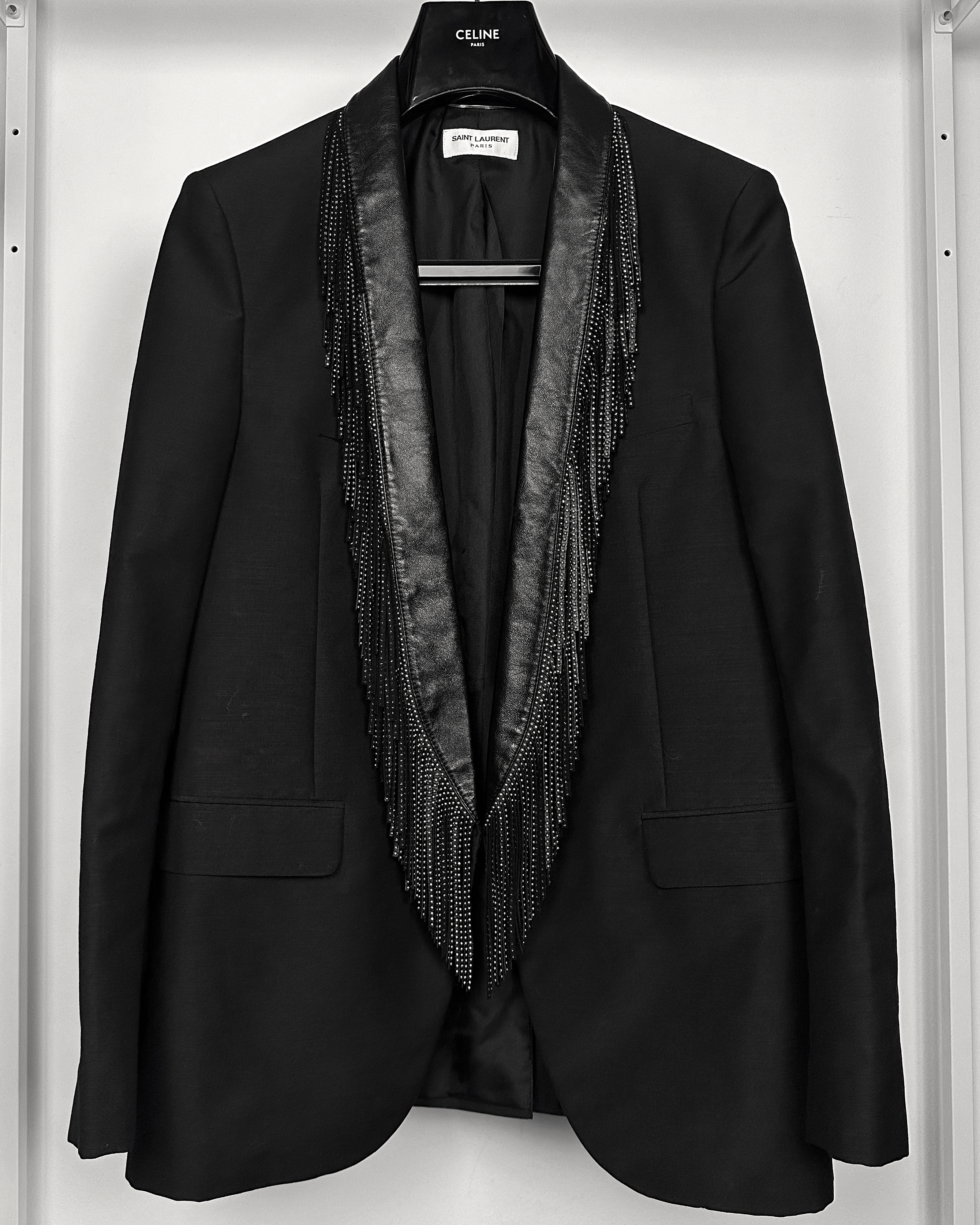 Saint Laurent Paris Saint Laurent Leather Collar Fringe Blazer Size US M / EU 48-50 / 2 - 3 Thumbnail
