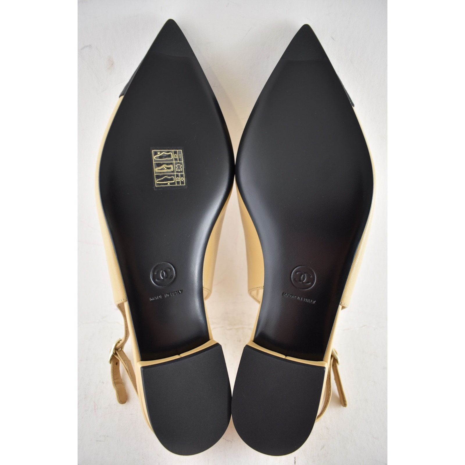 Chanel Chanel Beige Black CC Slingback Pointed Ballet Flat 38.5 Size US 8.5 / IT 38.5 - 16 Thumbnail