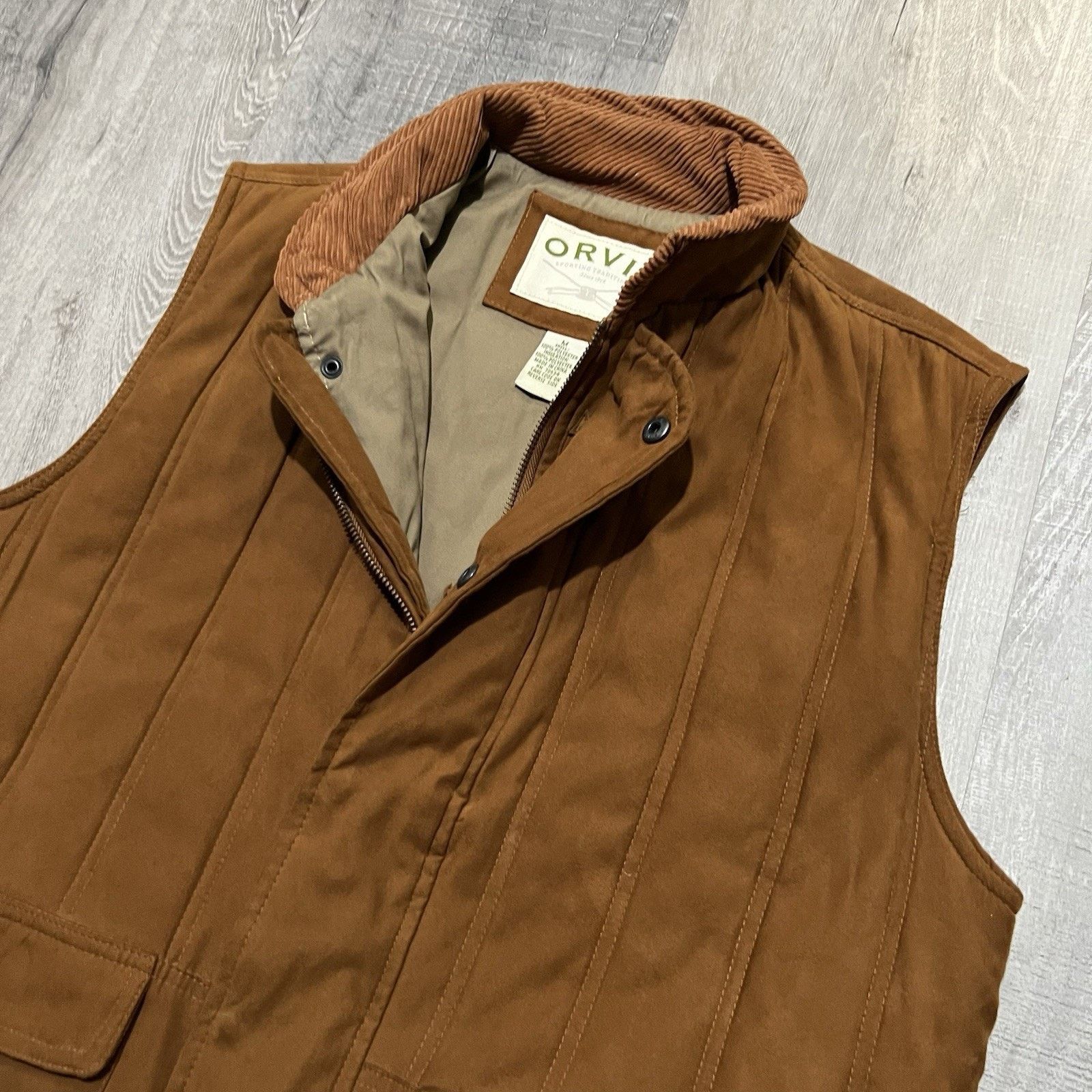 Orvis Orvis Vest Faux Suede Polyester Men M Brown Corduroy Trim Size US M / EU 48-50 / 2 - 3 Thumbnail