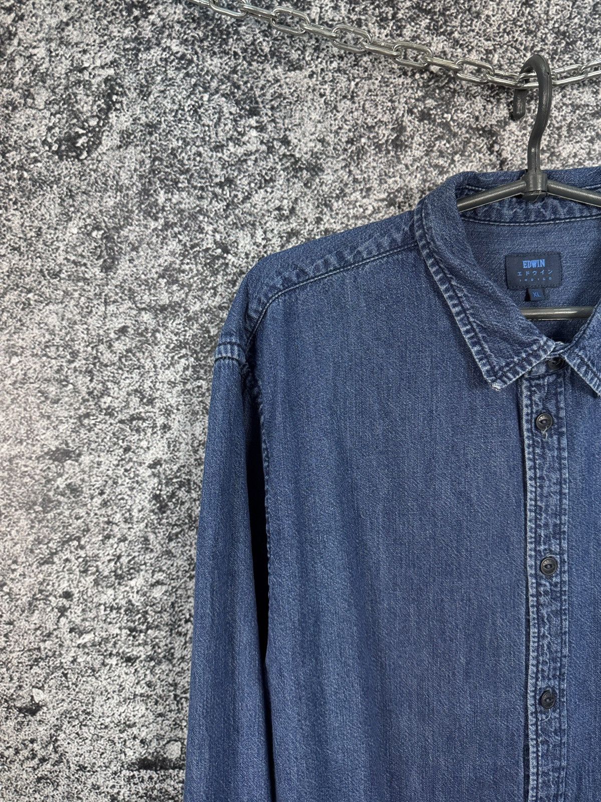 Edwin Men’s Edwin Indigo Long Sleeve Denim Shirt Button Up Size XL Size US XL / EU 56 / 4 - 3 Thumbnail