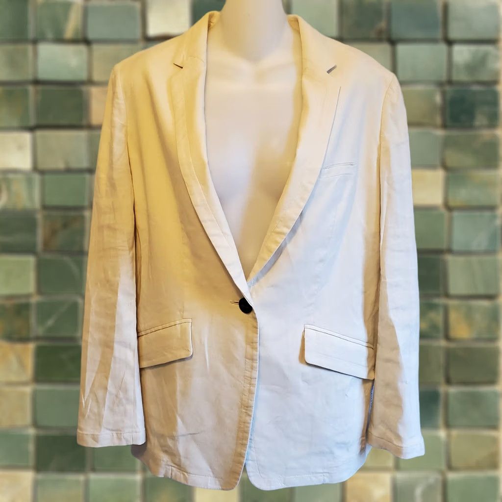 Rag & Bone Rag & Bone Blazer Ivory Linen Classic Mid-Length 1 Button Size 4 Women Shirt/Coat Bohemian/Preppy, Office, Workwear Size S / US 4 / IT 40 - 1 Thumbnail