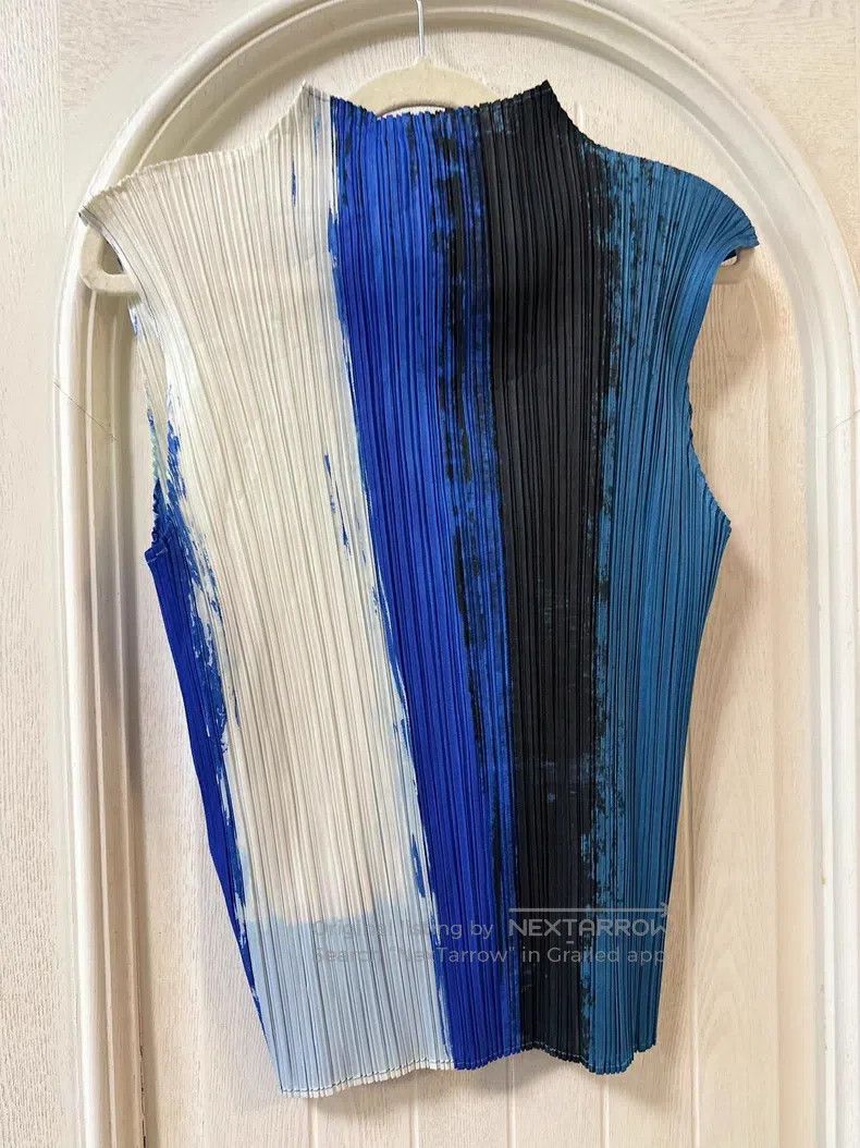 Issey Miyake Issey Miyake Blue Tank Top Size L / US 10 / IT 46 - 2 Thumbnail