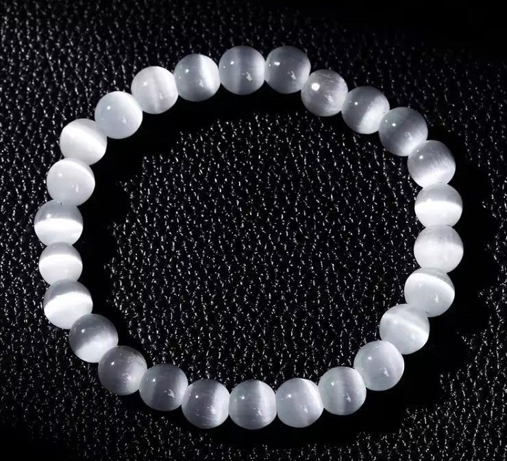Jewelry 8 Mm White Cat Eyes Bracelet Size ONE SIZE - 1 Thumbnail