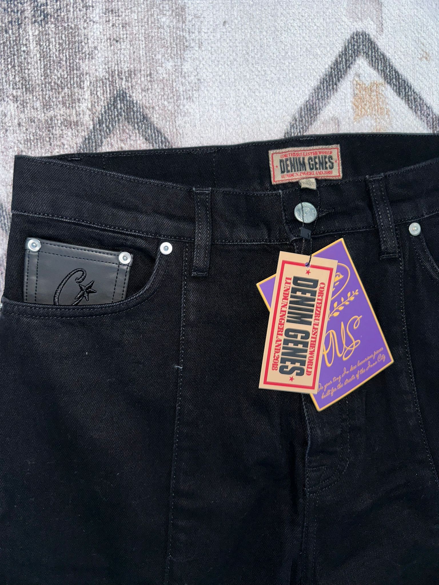 Corteiz C-Star Stitch-Down Jeans Black