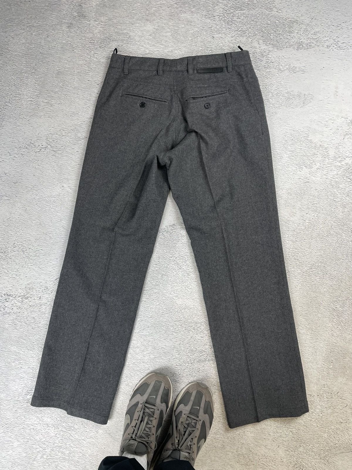 image of Prada Vintage Trousers Leather Tag Wool Classic Oldmoney in Grey, Men's (Size 33)