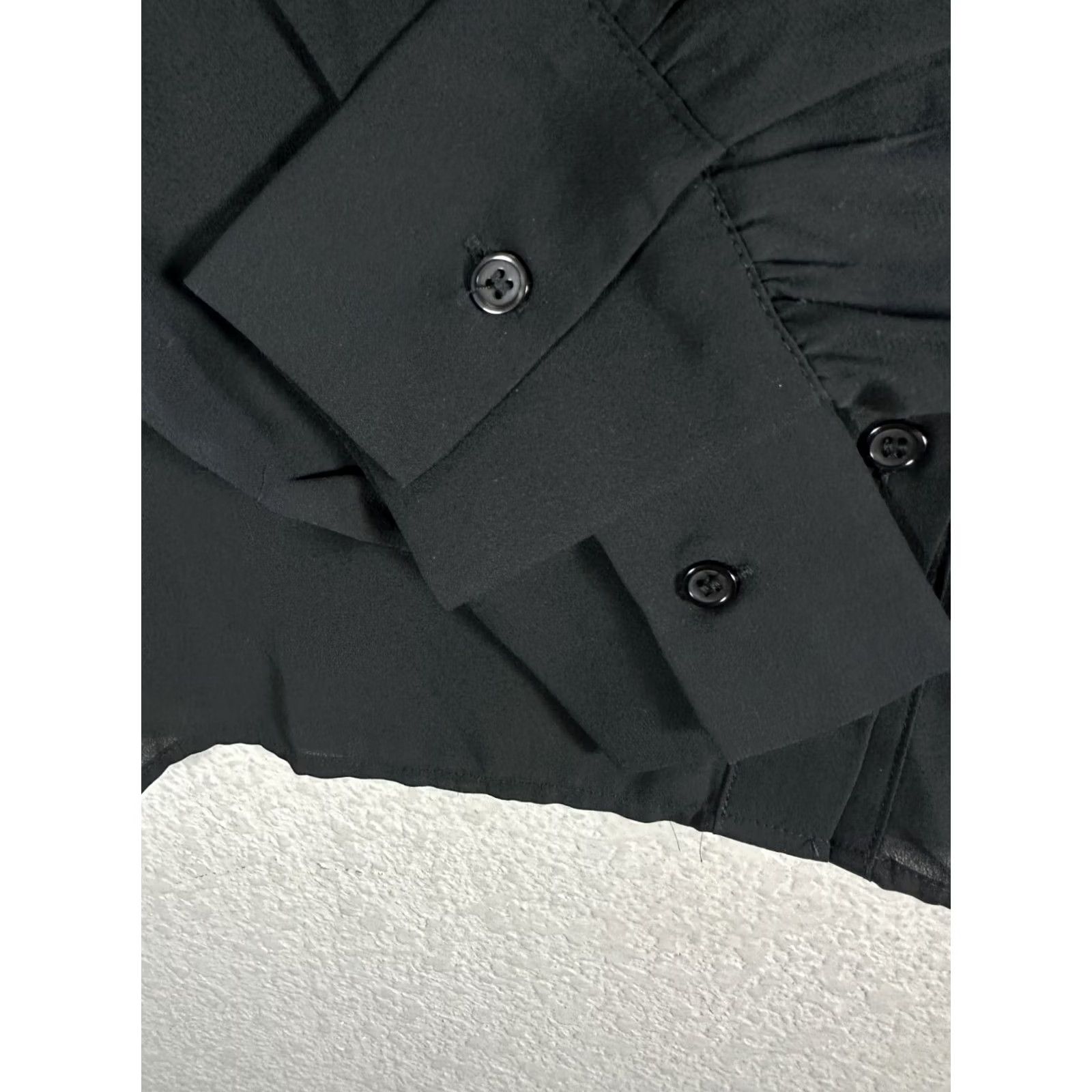 Vintage Molly Bracken Black Blouse Shirt Chiffon Sheer Dropped Shoulder Formal Sz M NWT Women Shirt Blouse Puff Sleeve Party Workwear Size M / US 6-8 / IT 42-44 - 5 Thumbnail