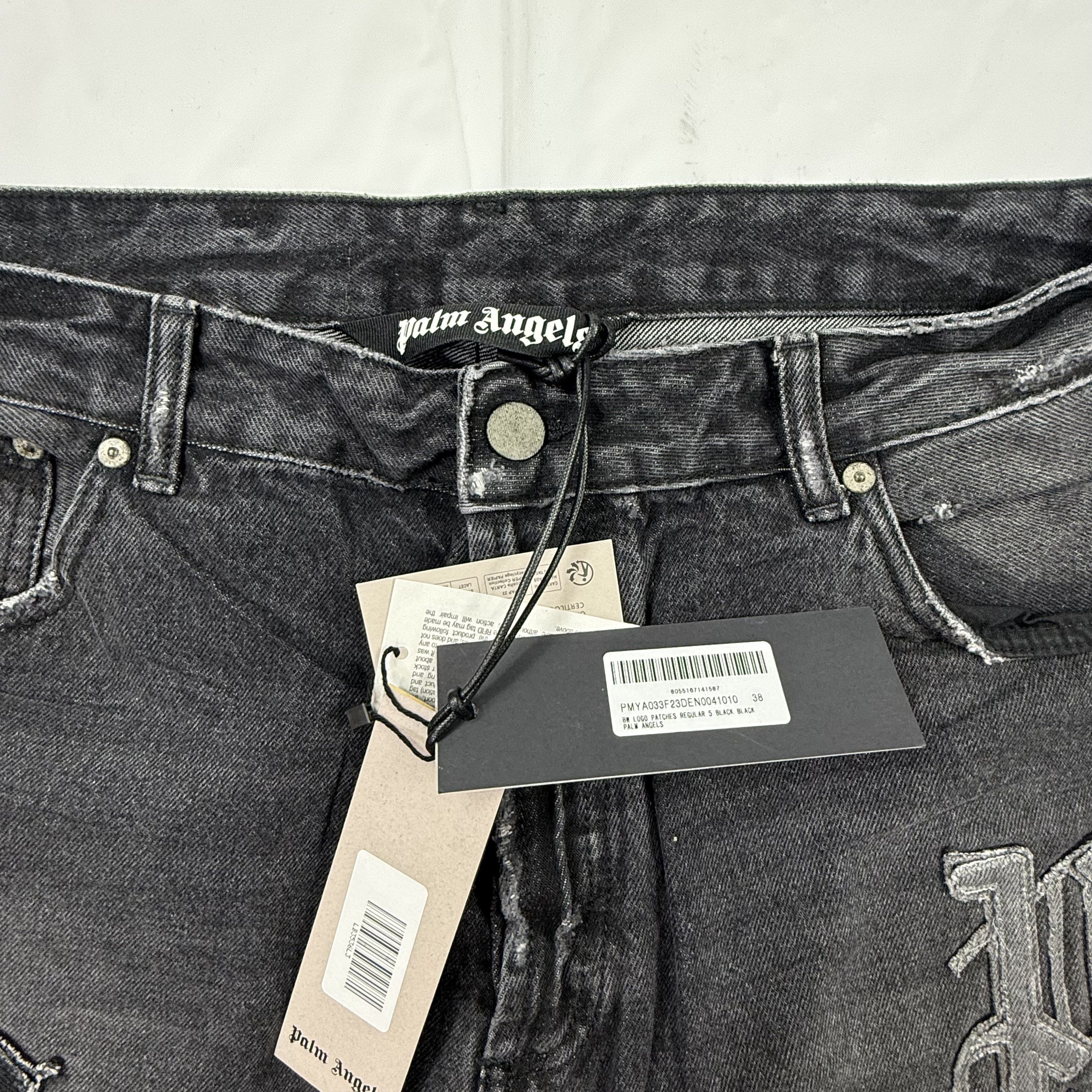 Palm Angels Palm Angels Mens Logo Patches Regular Fit Jeans Black Sz 38 Size US 38 / EU 54 - 4 Thumbnail