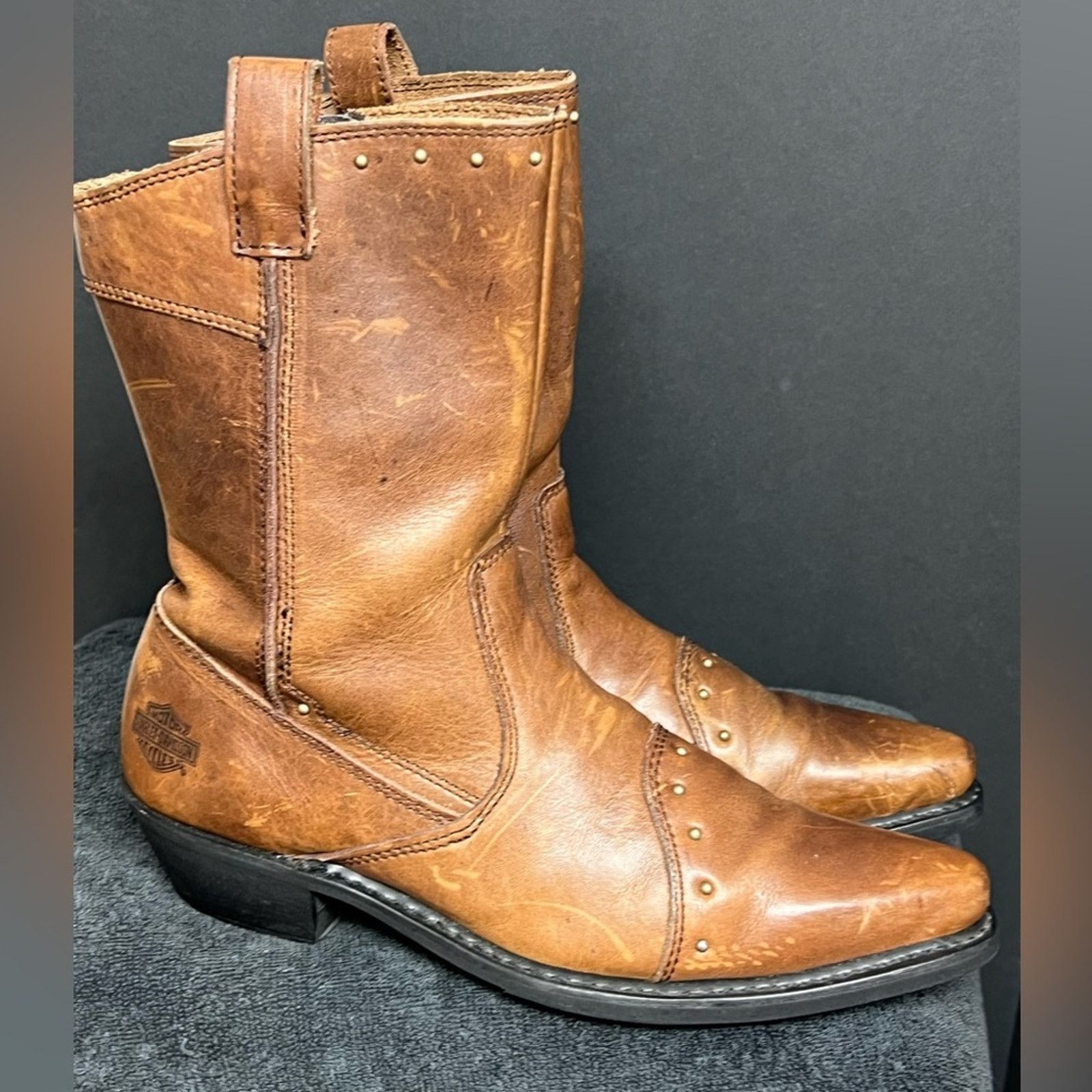 Harley Davidson Harley Davidson Boots Leather Mid Calf Studded Brown Caramel Size US 9 / IT 39 - 2 Thumbnail