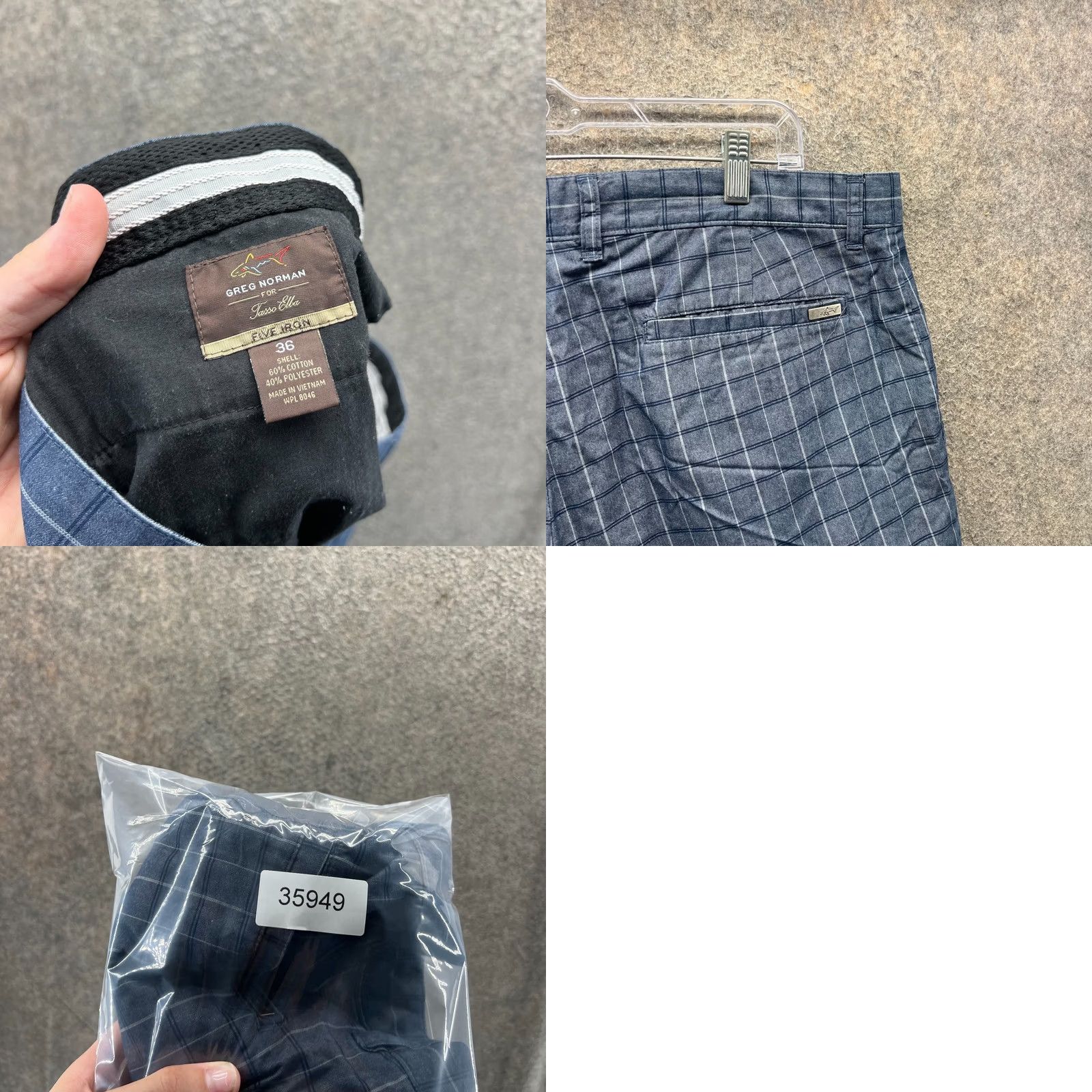 Vintage Greg Norman Shorts Mens 36 Blue Navy Cargo Flat Windowpane Golf Five Iron Casual Size US 36 / EU 52 - 8 Thumbnail