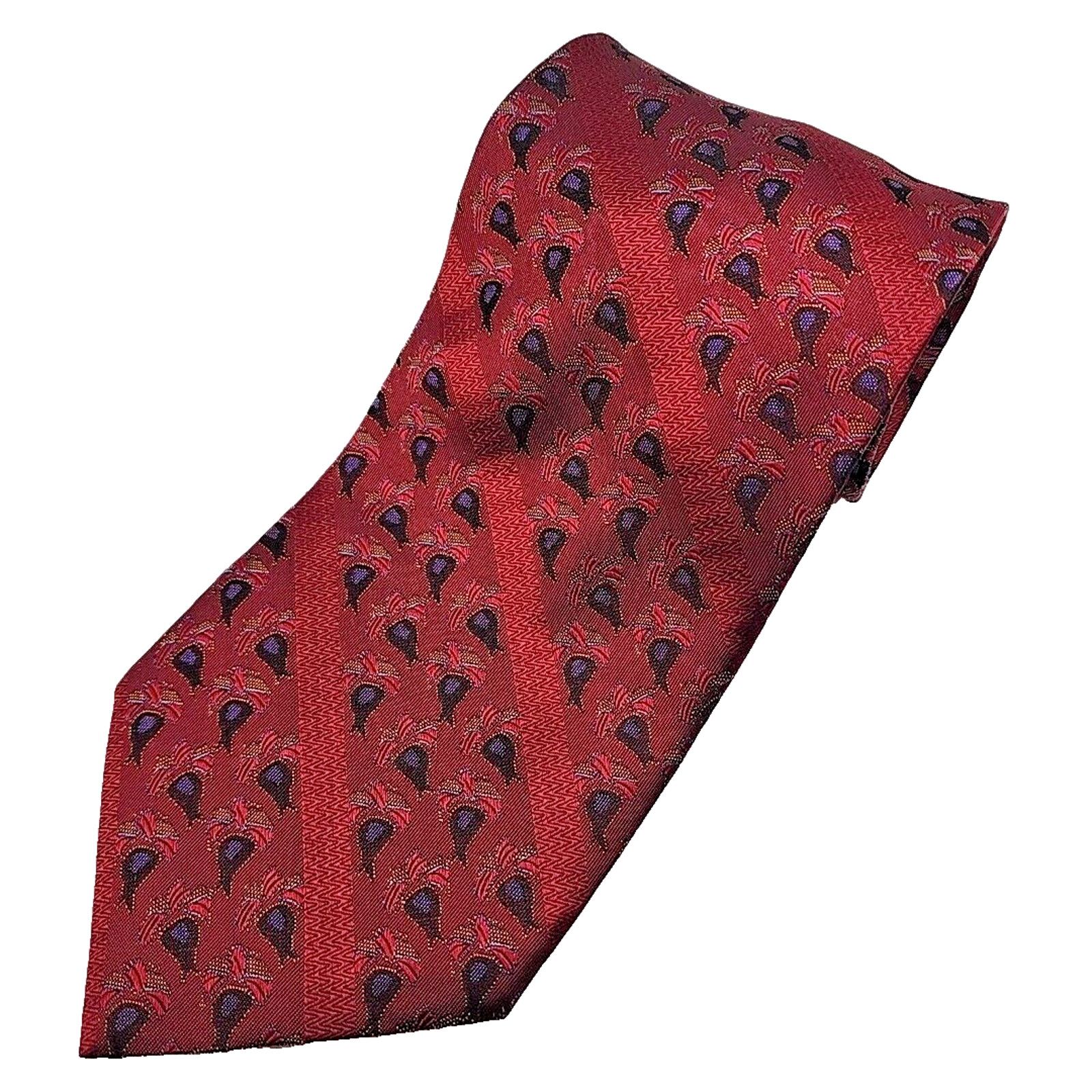 Other Ferrell Reed Silk Jacquard Necktie - Red w Stripes- Like New Size ONE SIZE - 1 Thumbnail