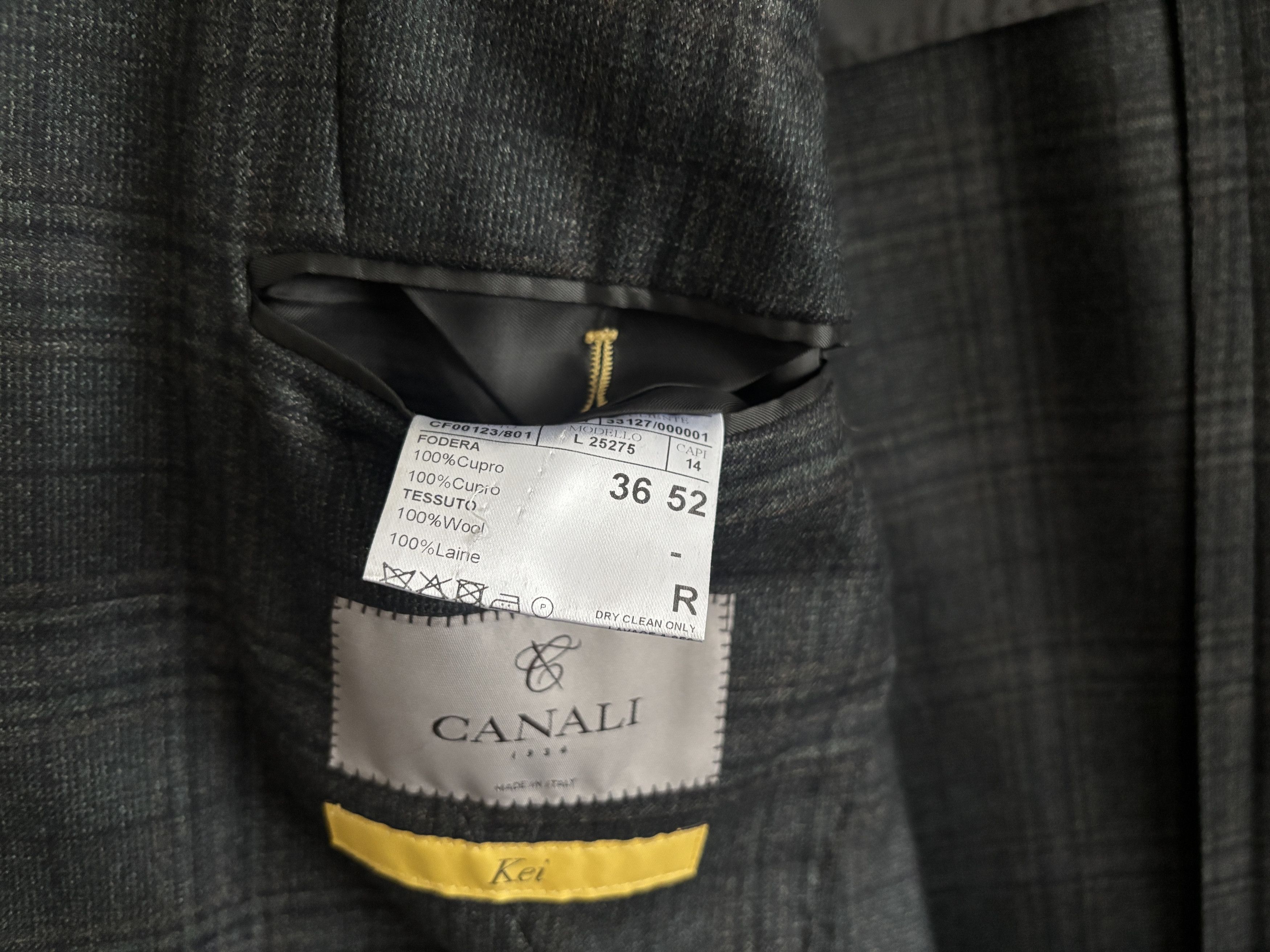 Canali $1835 Kei Unstructured Charcoal Glen Plaid Sport Coat - 42 Size 42R - 11 Thumbnail