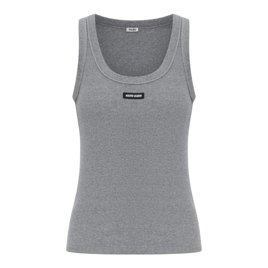 MIU MIU Gray Cotton Tank Top New & Authentic (Women's size:6
