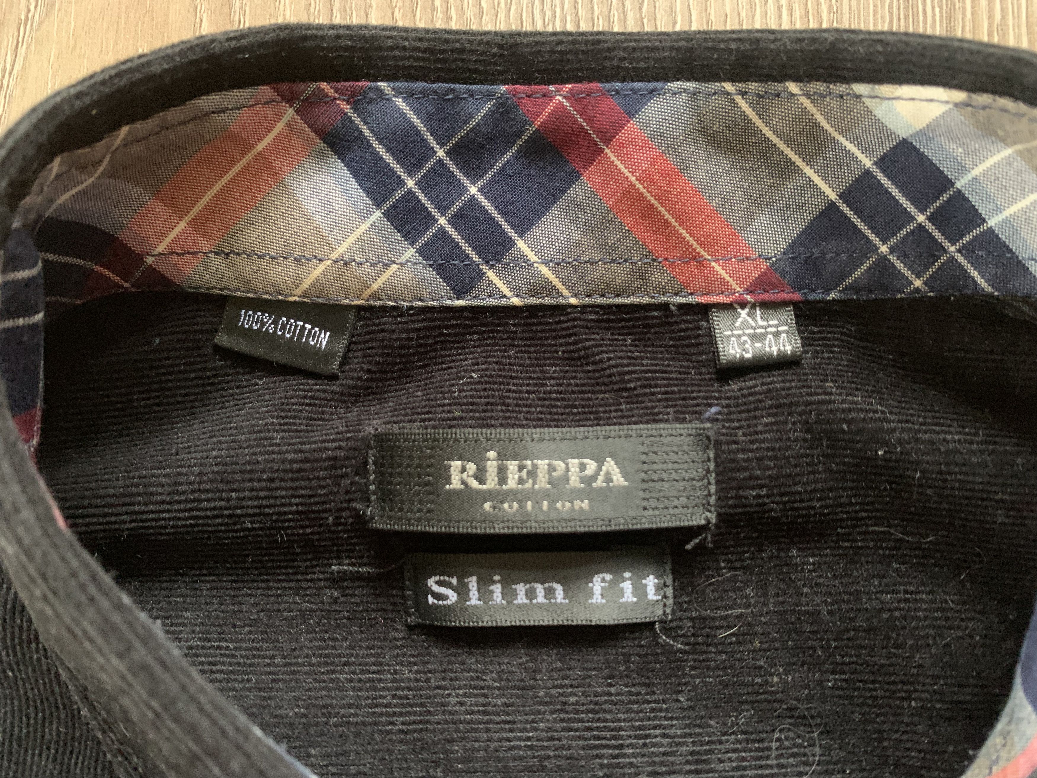 Other Rieppa Slim Fit Mens Black Micro Corduroy Shirt Size US XL / EU 56 / 4 - 7 Thumbnail