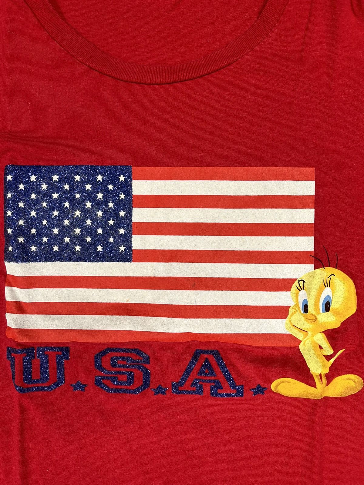 Vintage × Warner Bros Crazy Vintage 90s Essential Red Tweety Bird Tee Shirt Looney Size US XXL / EU 58 / 5 - 2 Thumbnail