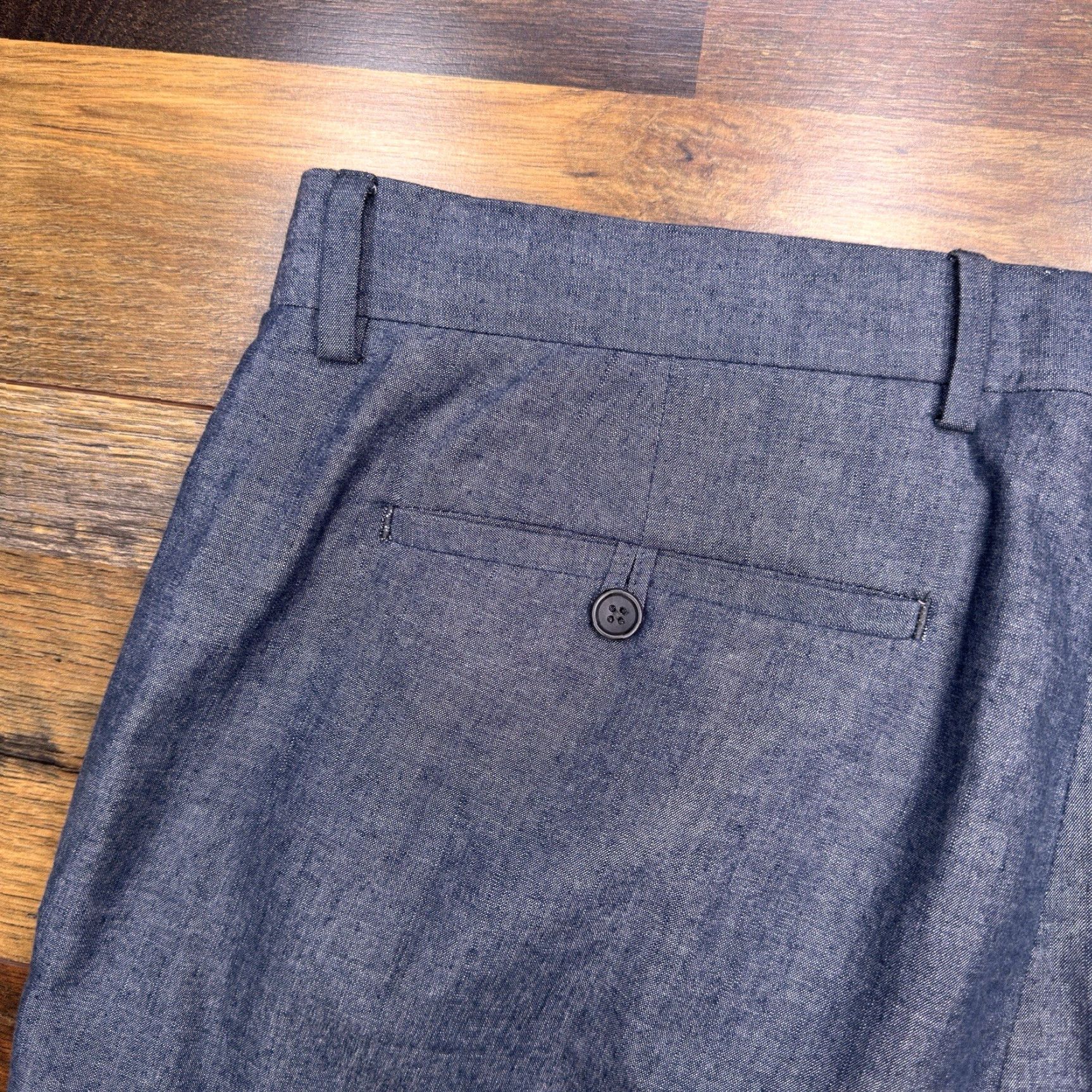 Banana Republic Banana Republic Pants Slim Men 38x30 Blue Chambray Mid Rise Chino Flat Front Slim Fit Straight Pant Mens Regular Size US 38 / EU 54 - 7 Thumbnail