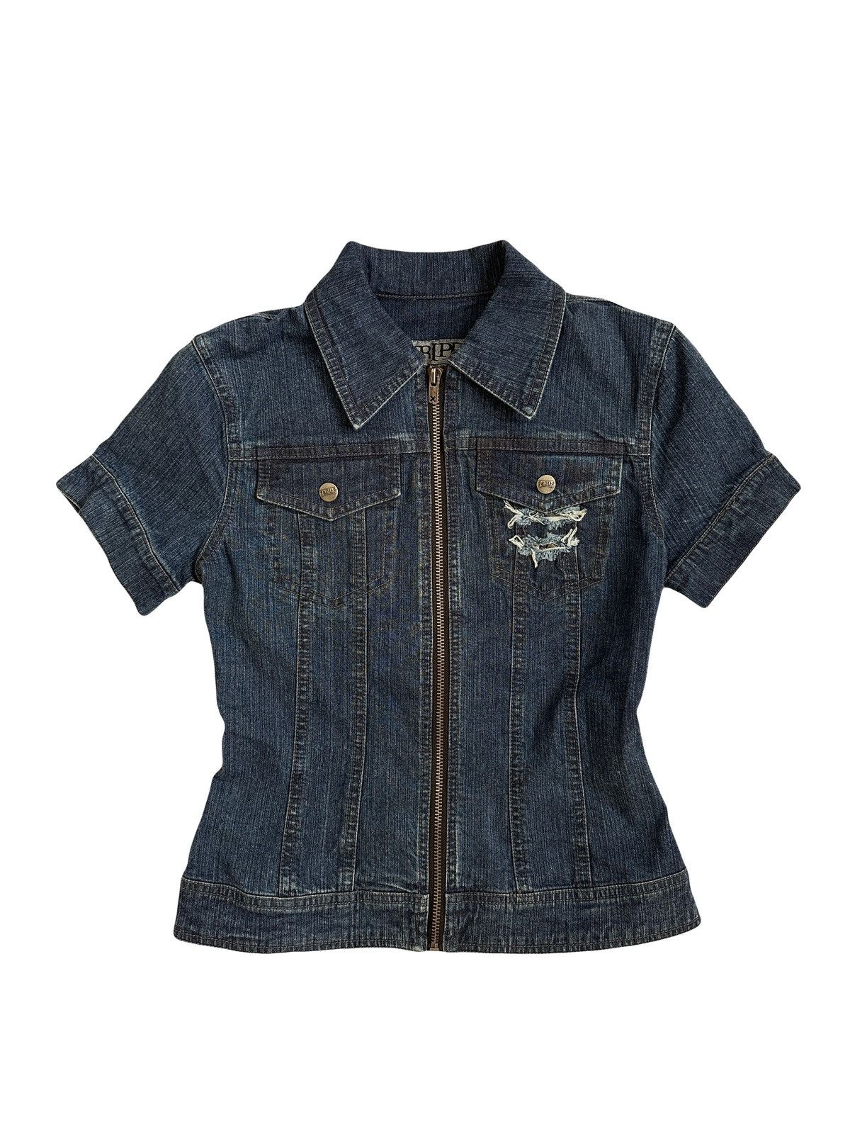 Japanese Brand Vintage Tripp Nyc Zipped-up Denim Jacket Top Size S / US 4 / IT 40 - 1 Thumbnail