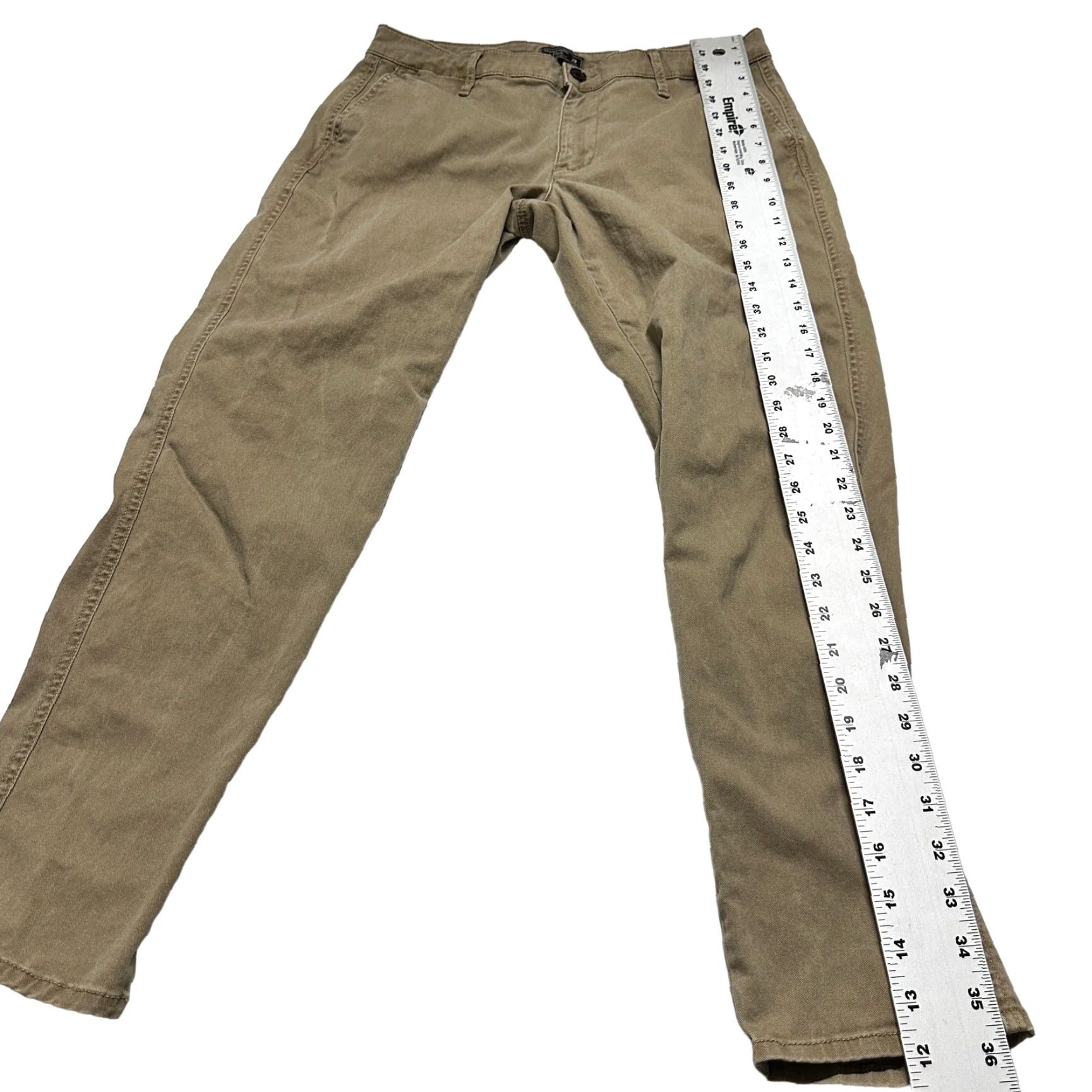Abercrombie & Fitch Abercrombie & Fitch Jeans Women 29 Tan Beige Cotton 5-Pocket Zipper Regular Straight Belt Loops Size 29 Preppy Classic y2k Size 29" - 3 Thumbnail