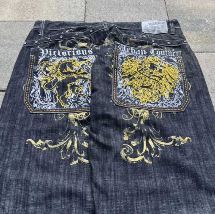 Japanese Brand American Fashion Oversize Embroidery Printing Baggy Jean Size US 32 / EU 48 - 2 Thumbnail